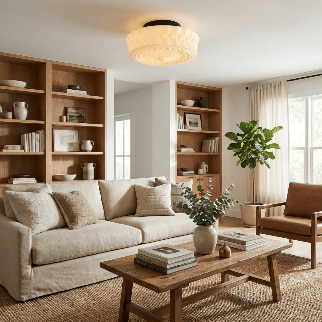 Plafondlamp Metalen Frame Glazen Kap Ø36-45cm Klassiek Industrieel Design voor Woonkamer Eetkamer Hal E26 E27 3-4 Lichtpunten Wandmontage Hardwired Plafondverlichting Modern Chique | Sansoti