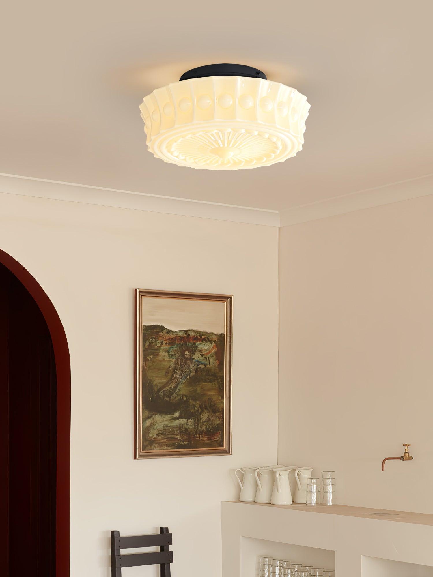 Plafondlamp Metalen Frame Glazen Kap Ø36-45cm Klassiek Industrieel Design voor Woonkamer Eetkamer Hal E26 E27 3-4 Lichtpunten Wandmontage Hardwired Plafondverlichting Modern Chique | Sansoti