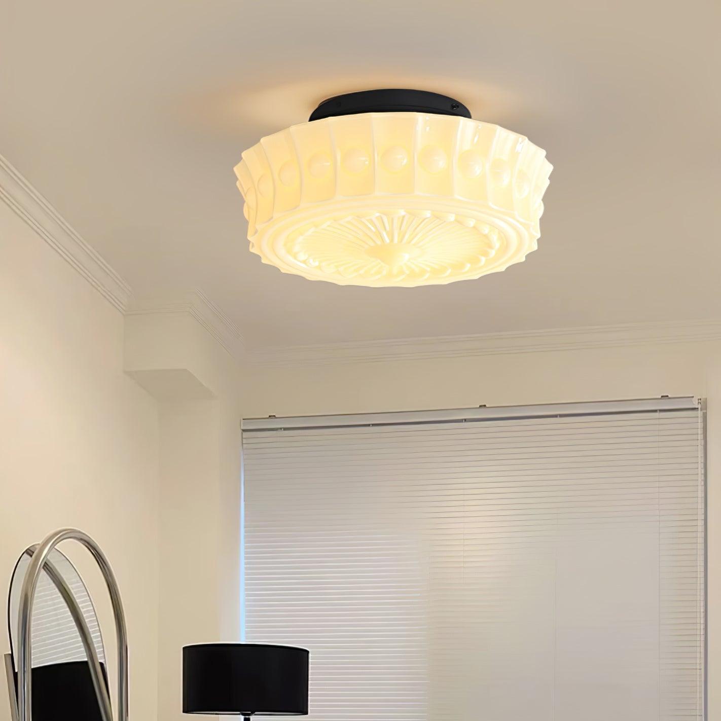 Plafondlamp Metalen Frame Glazen Kap Ø36-45cm Klassiek Industrieel Design voor Woonkamer Eetkamer Hal E26 E27 3-4 Lichtpunten Wandmontage Hardwired Plafondverlichting Modern Chique | Sansoti