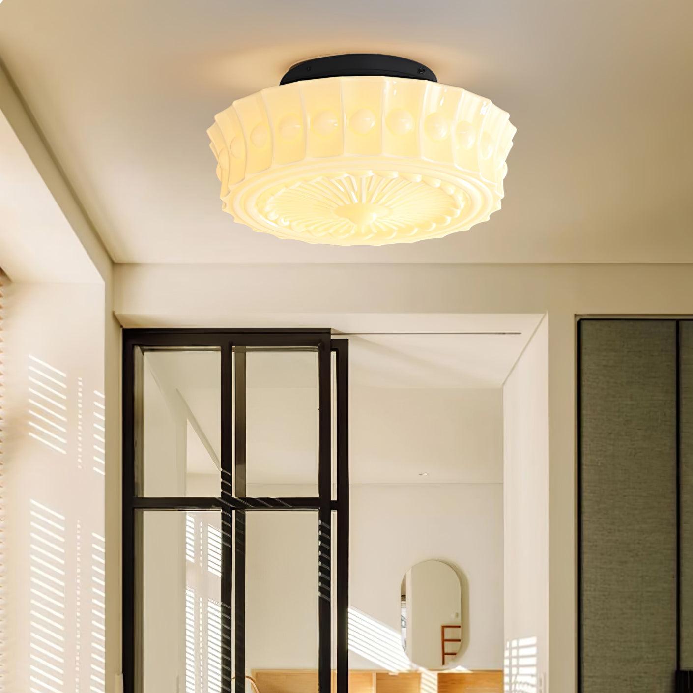 Plafondlamp Metalen Frame Glazen Kap Ø36-45cm Klassiek Industrieel Design voor Woonkamer Eetkamer Hal E26 E27 3-4 Lichtpunten Wandmontage Hardwired Plafondverlichting Modern Chique | Sansoti