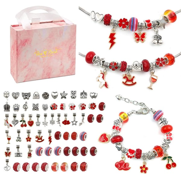 Armbänder-Bastelset für Kinder mit Perlen und Anhängern – kreatives Bastelspiel zum Schmuckmachen, Spielzeug für Mädchen | Sansoti