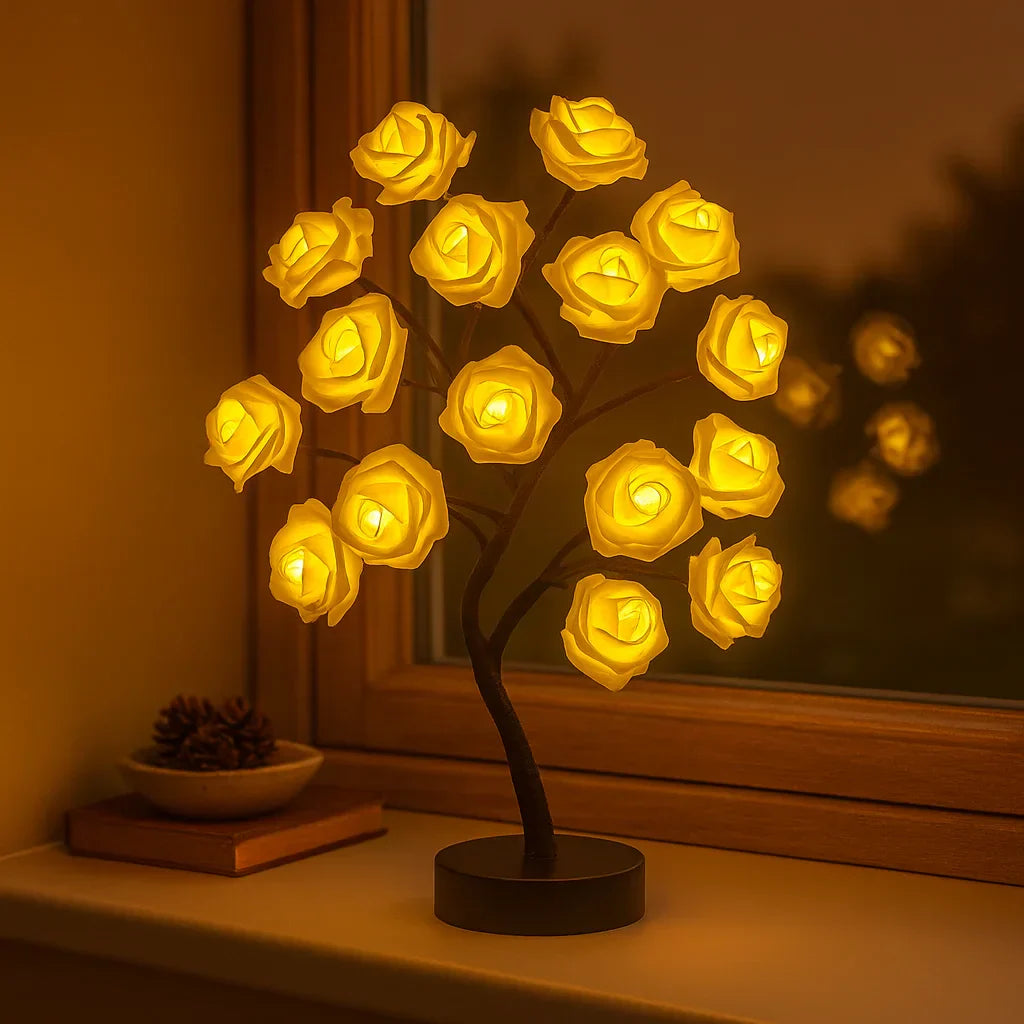 Decorative LED Flower Tree with Pink Blossoms for Ambient Indoor Lighting 40cm | Sansoti