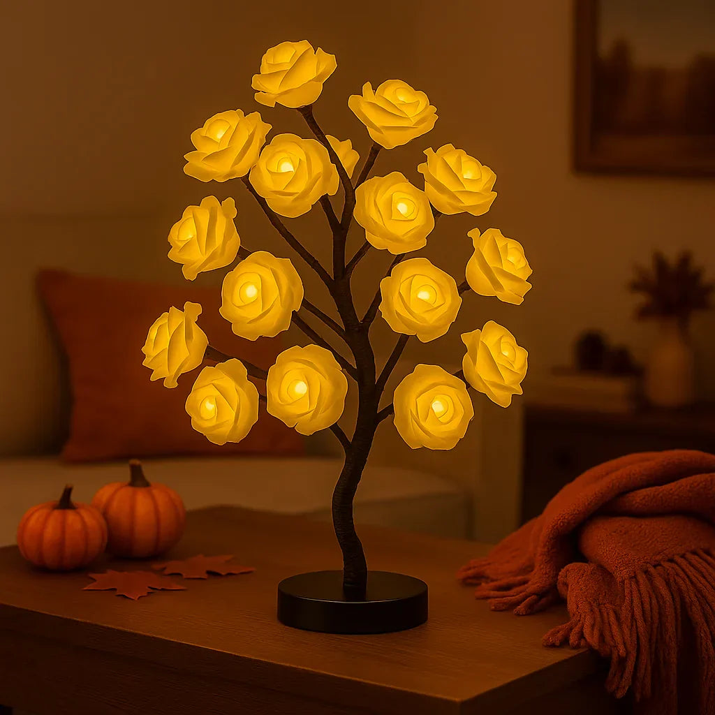 Decorative LED Flower Tree with Pink Blossoms for Ambient Indoor Lighting 40cm | Sansoti