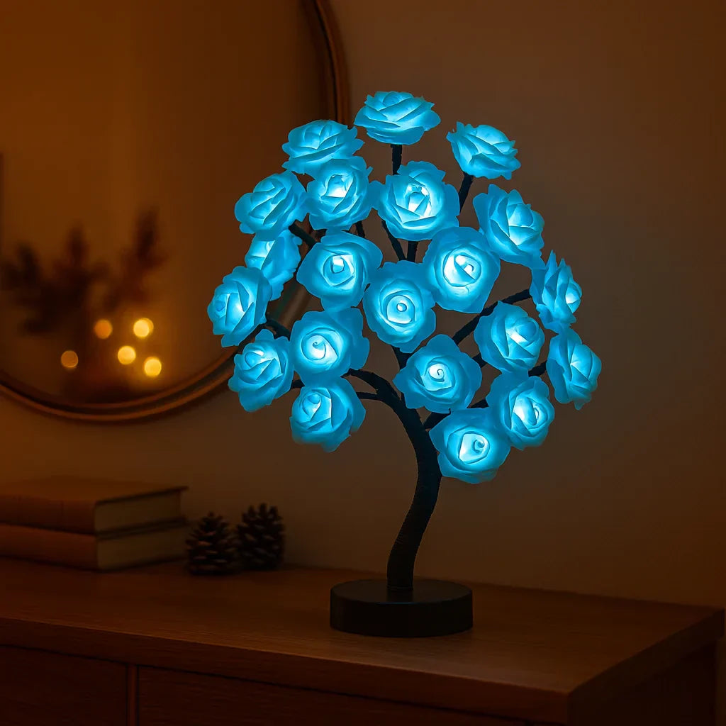 Decorative LED Flower Tree with Pink Blossoms for Ambient Indoor Lighting 40cm | Sansoti