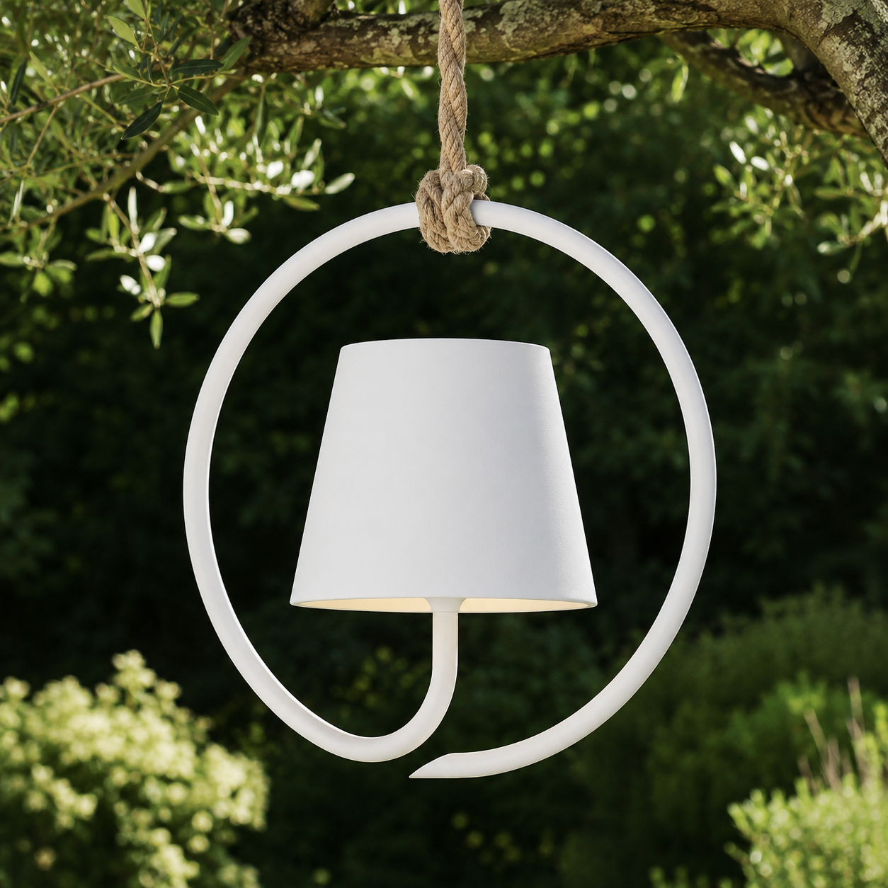 Suspension sans fil rechargeable pour extérieur étanche à intensité réglable USB-C corde de jute éclairage d’ambiance terrasse jardin | Sansoti