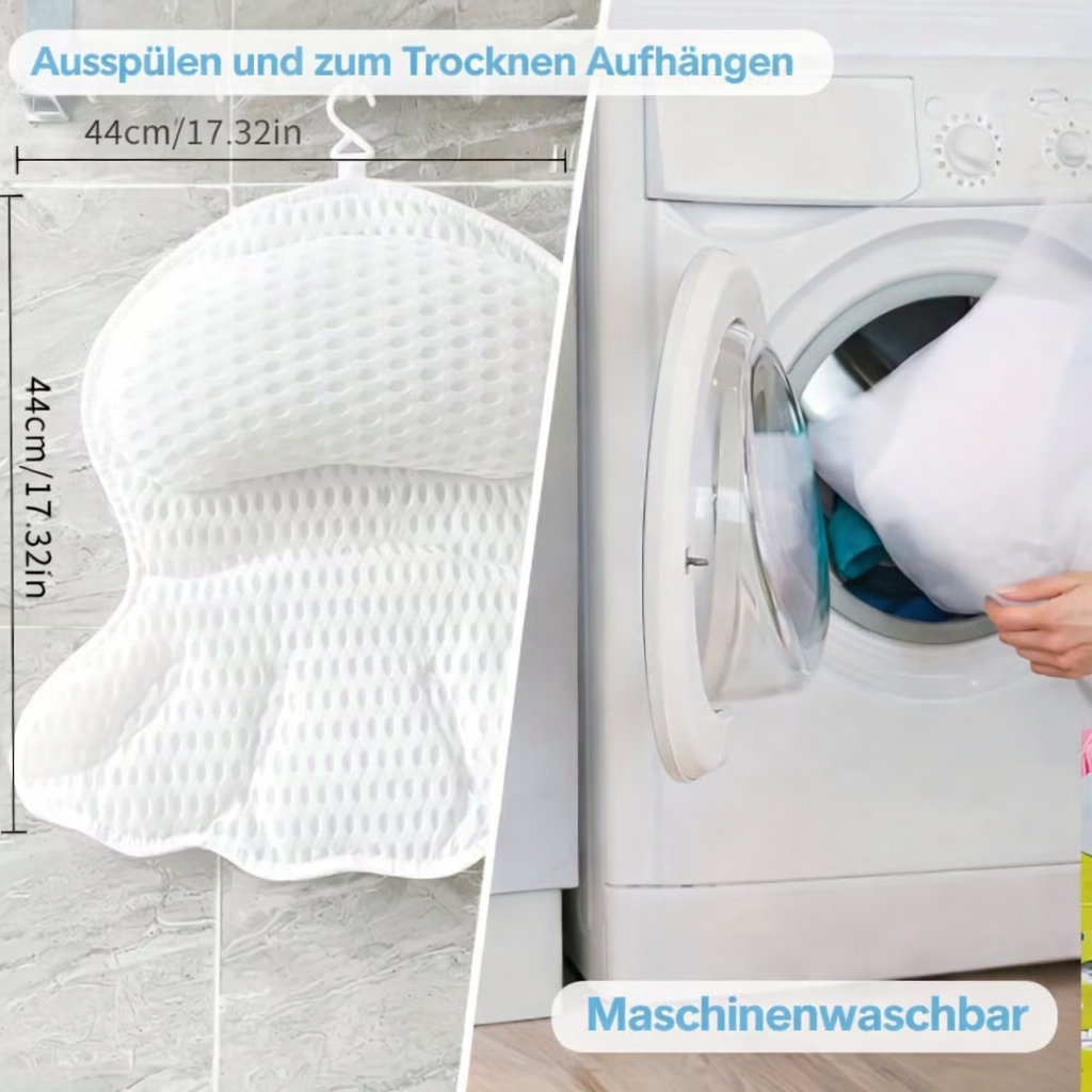 Badkussen Ergonomisch met Neksteun Zuignappen Antislip 4D Mesh Ademend Badkamercomfort Wellness Spa Ontspanning | Sansoti