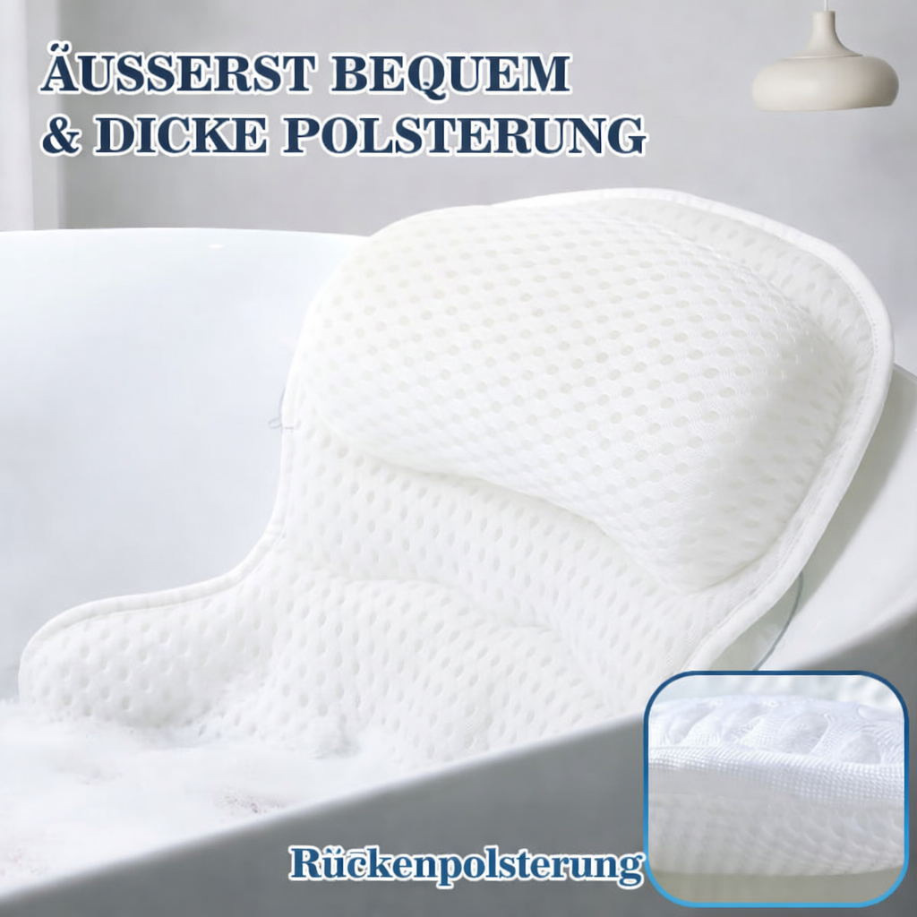 Badkussen Ergonomisch met Neksteun Zuignappen Antislip 4D Mesh Ademend Badkamercomfort Wellness Spa Ontspanning | Sansoti
