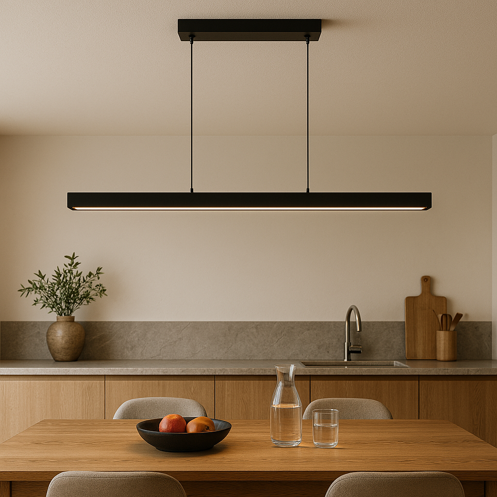 Scandibeam hanglamp LED 3000K zwart eettafel lineaire verlichting modern minimalistisch | Sansoti