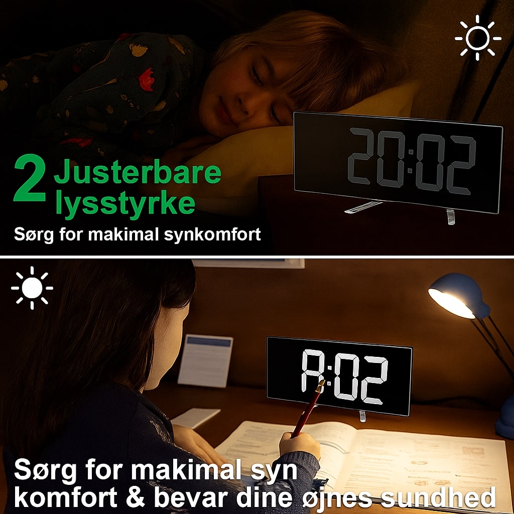 Digitale LED Wekker met Gebogen Display – Automatische Lichtregeling & Groot Scherm | Sansoti