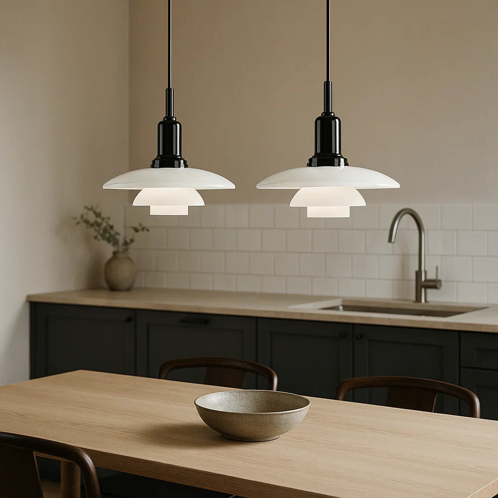 Deense design hanglamp 2/3 koppen glas metaal goud eetkamer keuken eiland Scandinavisch minimalistisch | Sansoti