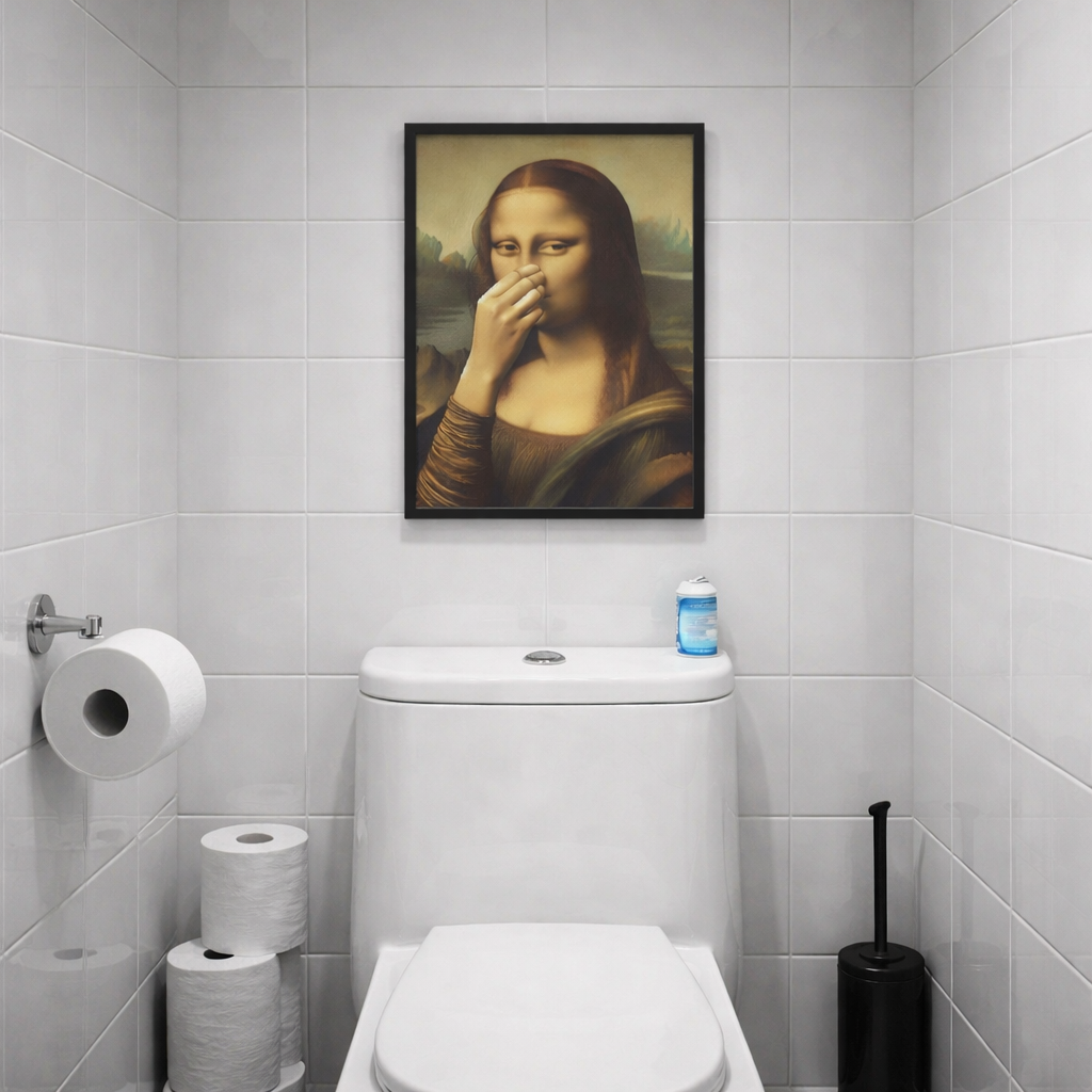 Canvas-Wanddekoration für das Badezimmer 30x40 cm Feuchtigkeitsbeständiges humorvolles Kunstwerk Toiletten-Wandschild mit Aufhängesystem | Sansoti