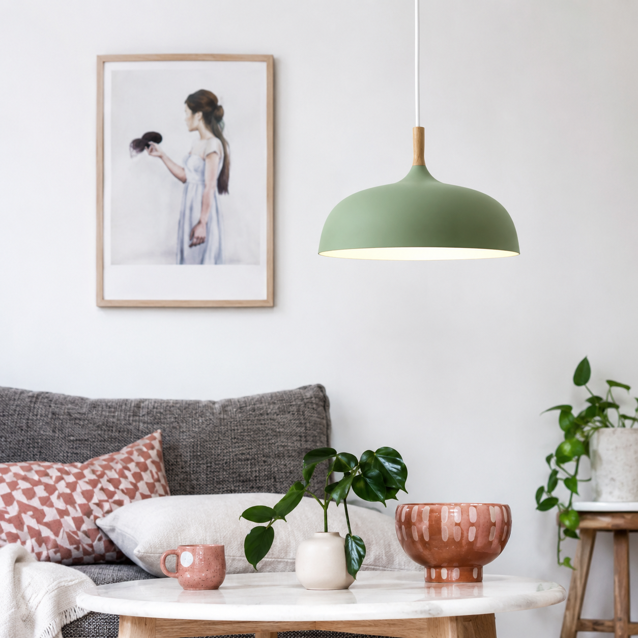 Pendelleuchte mit höhenverstellbarem Aluminium-Schirm für Tisch, Küche, Esszimmer, Leseecke und Schlafzimmer, stimmungsvolle Beleuchtung | Sansoti