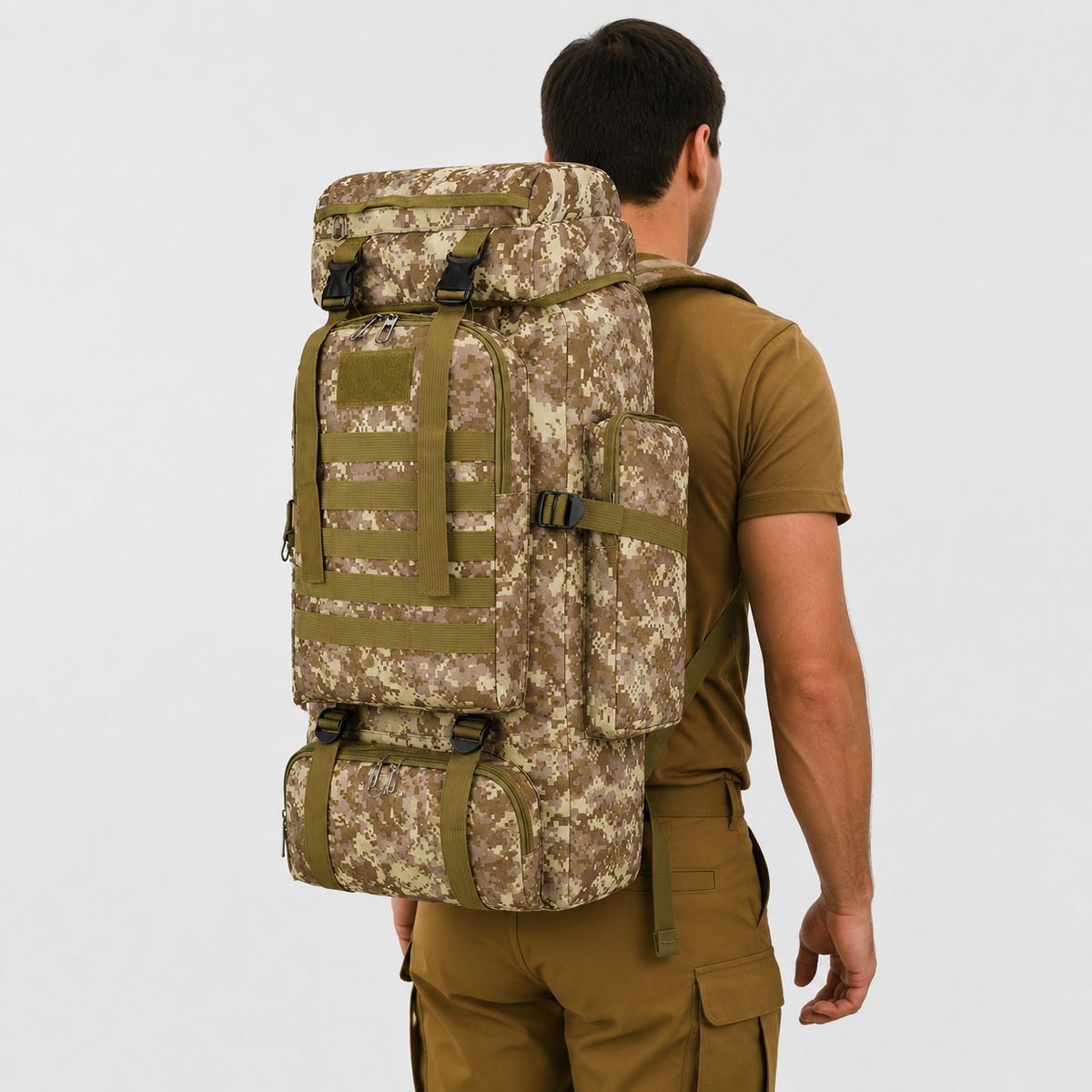 Trekking Backpack 80 Liters with MOLLE System – Waterproof Oxford Fabric for Multi-Day Hiking | Sansoti