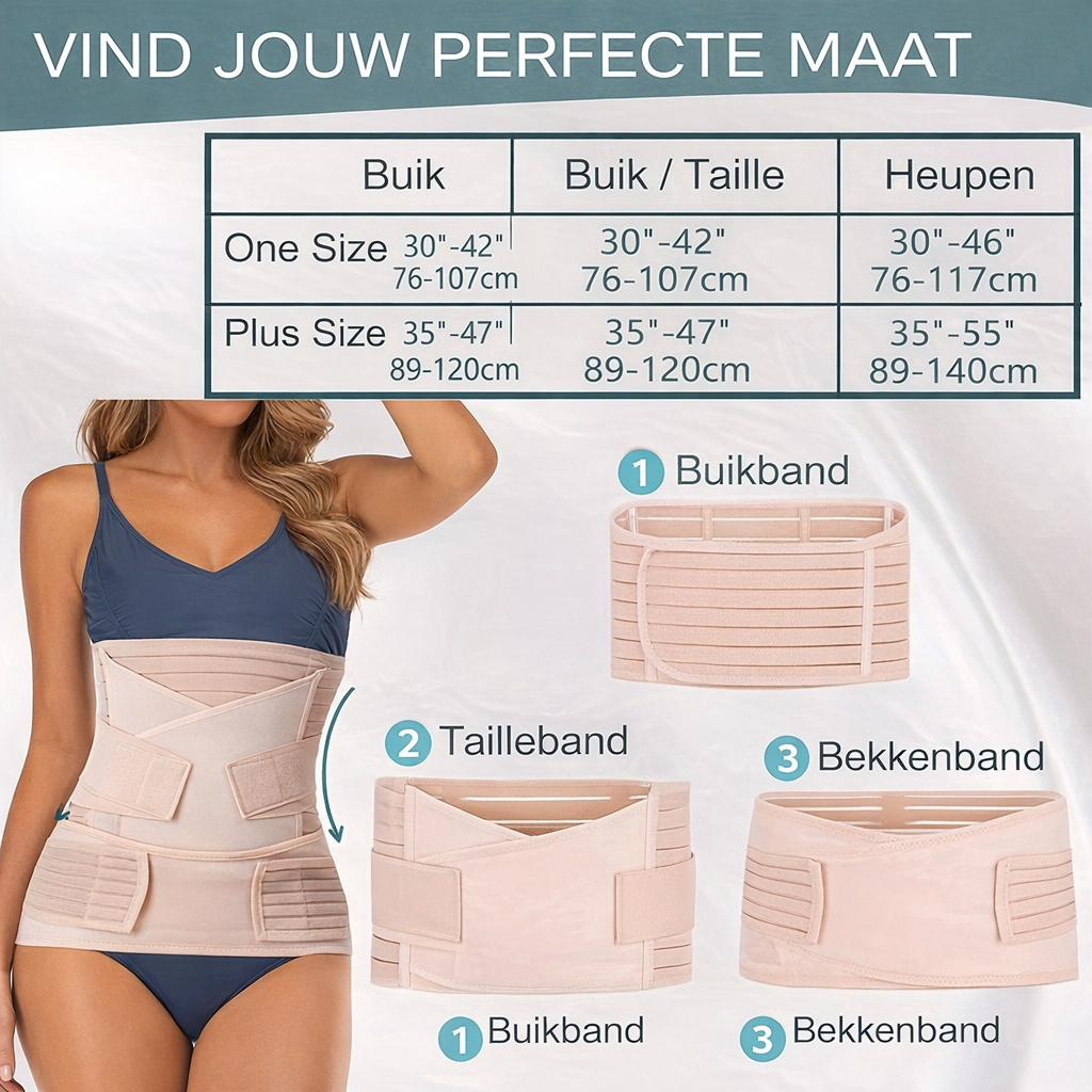 3-in-1 Postpartum Buikband – Verstelbare Herstelband voor Buik, Taille & Bekken | Sansoti