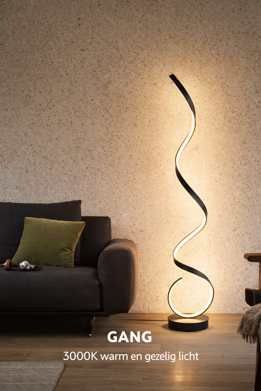 Sansoti | Minimalistische LED Vloerlamp Spiraal | Dimbaar | Moderne Design Staande Lamp