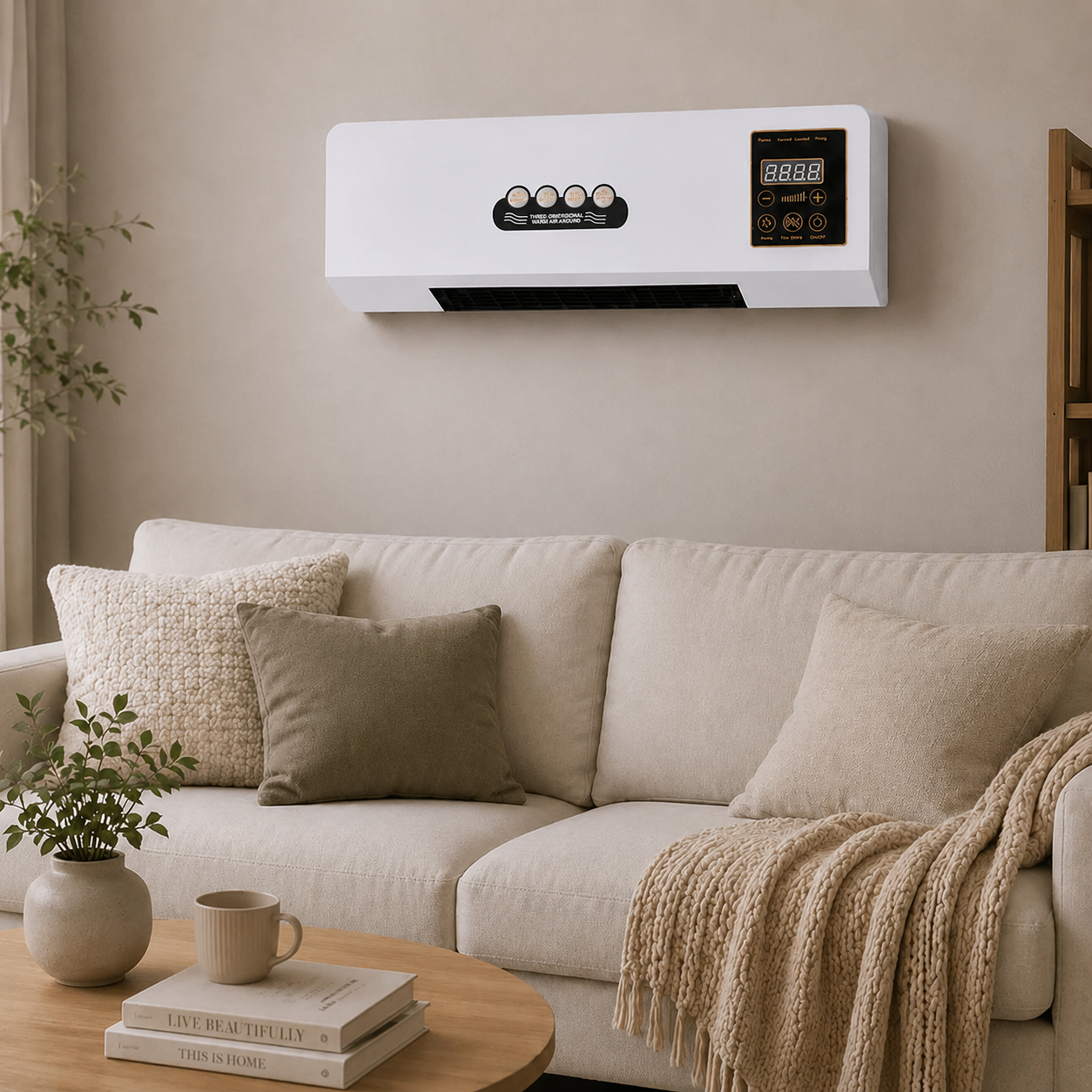 Ruimteklimaatsysteem 2-in-1 Ventilator & Verwarming 1800W met Afstandsbediening Wandmontage Wit | Sansoti