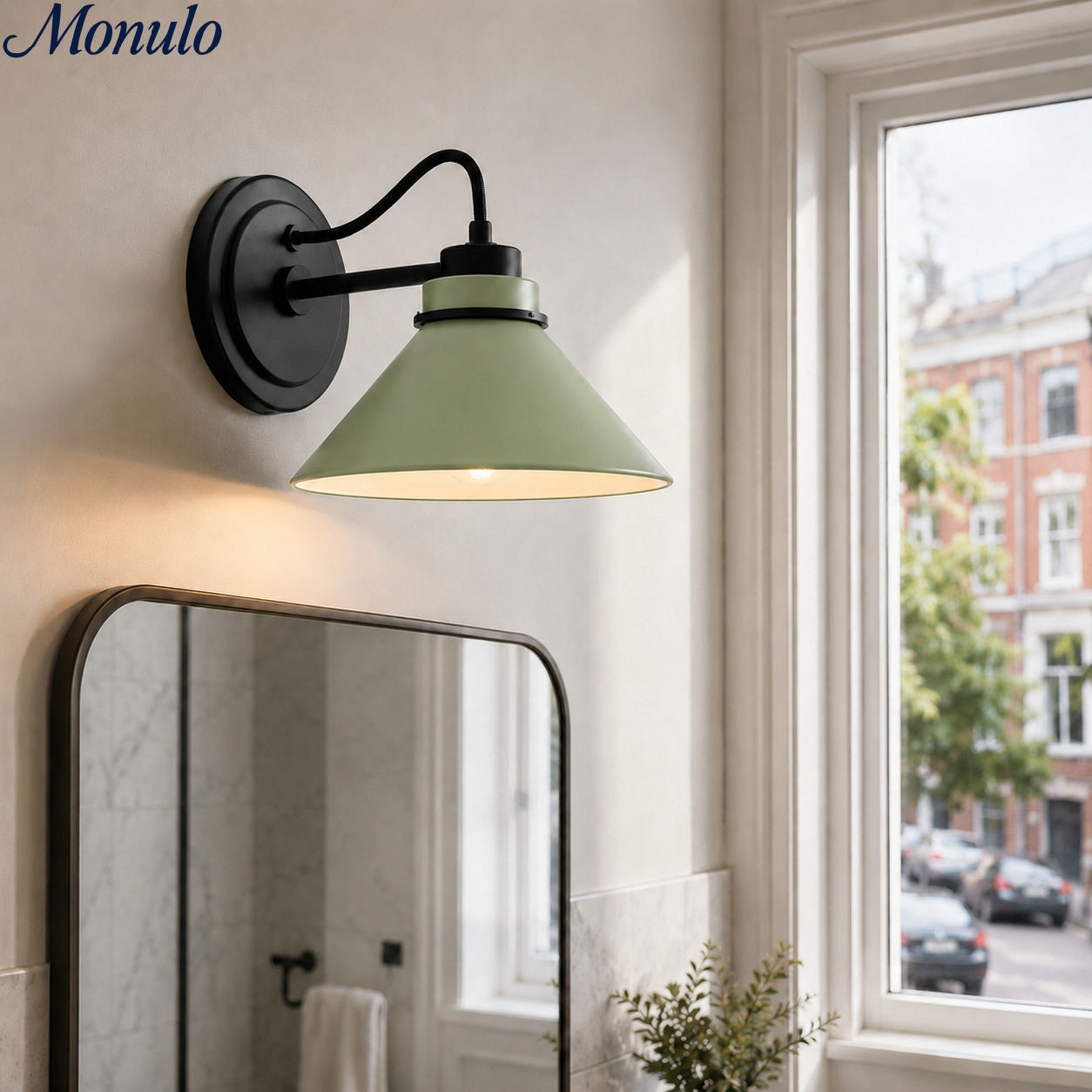 Globe Wandlamp met Gebogen Arm – Moderne Industriële Verlichting voor Badkamer, Slaapkamer en Gang | Sansoti