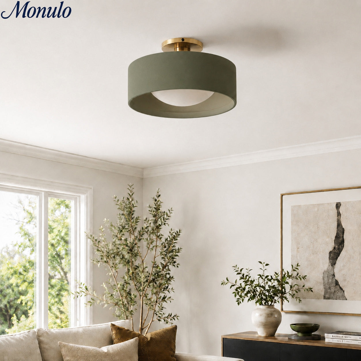 Porseleinen Plafondlamp met Strakke Montage – Moderne Lage Profiellamp Keramiek Opbouwverlichting | Sansoti