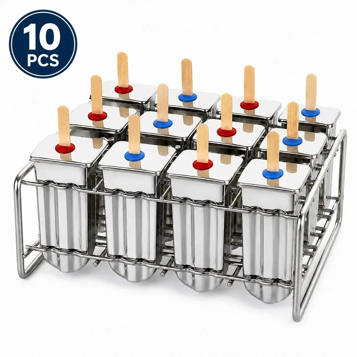 Stainless Steel Ice Pop Mold Set with Holder for Healthy Homemade Ice Pops for Children, Reusable, Durable, Summer | Sansoti