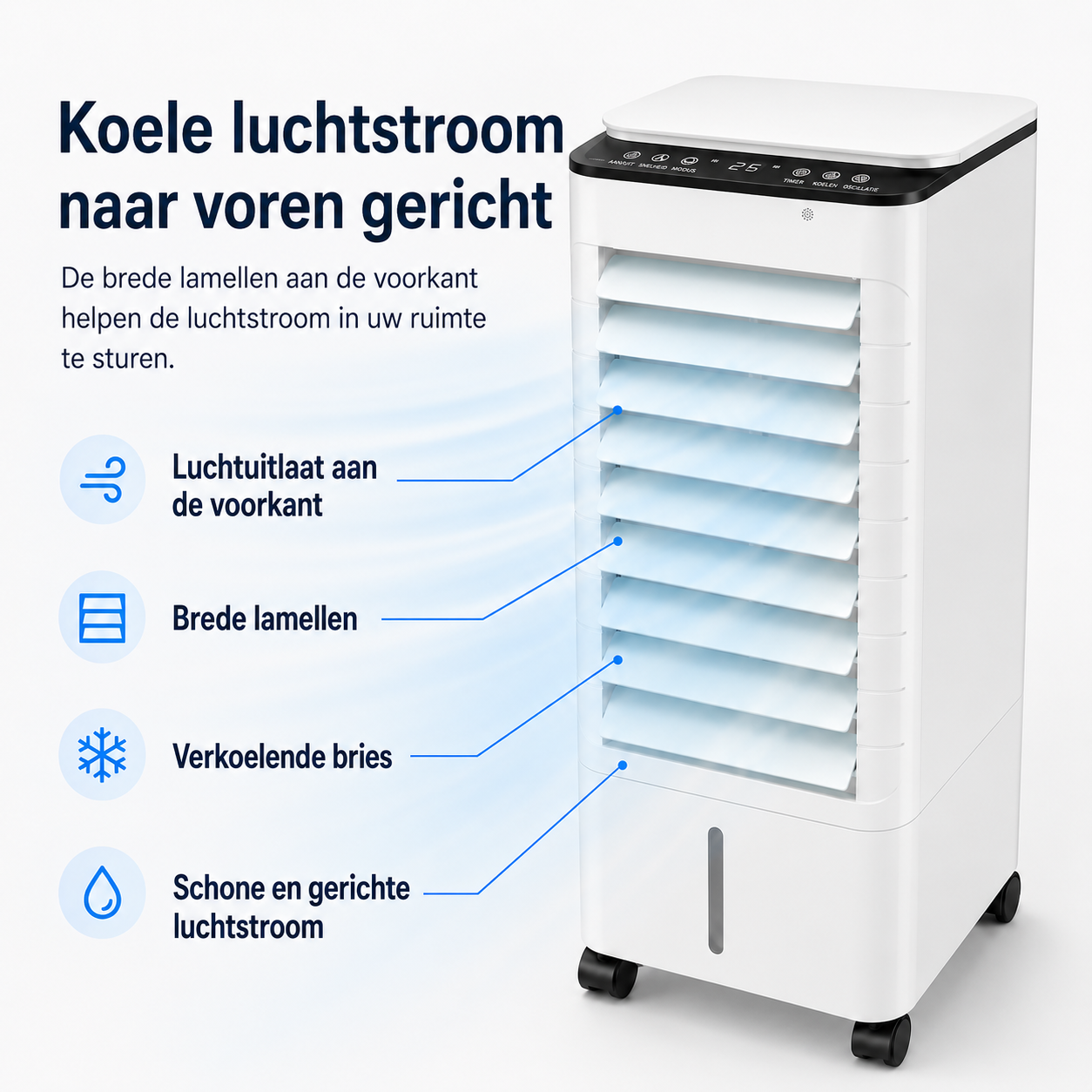 Draagbare Mobiele Aircooler 3-in-1 met 7L Watertank en Afstandsbediening – Energiezuinige Luchtbevochtiger met Timer voor Thuis en Kantoor | Sansoti