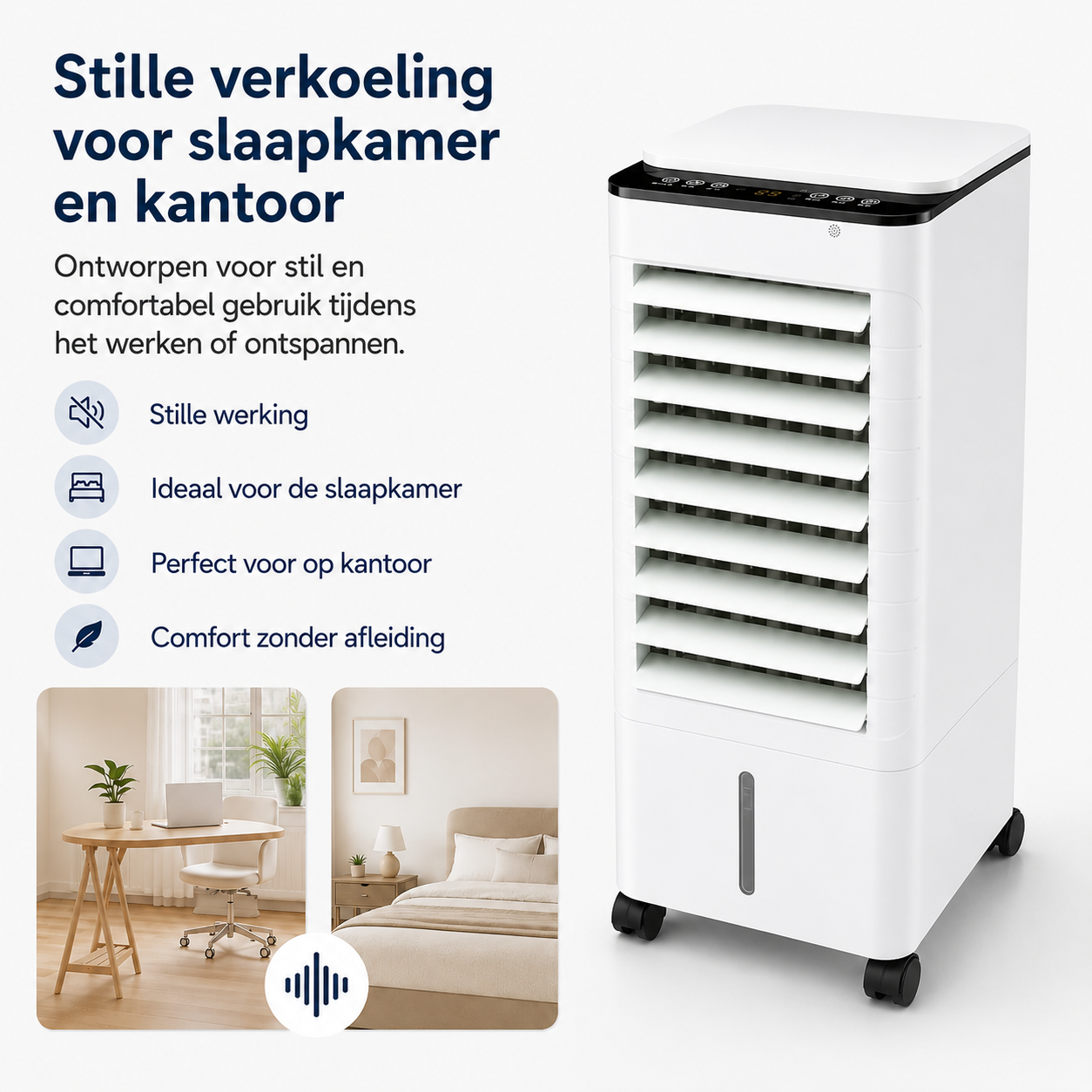 Draagbare Mobiele Aircooler 3-in-1 met 7L Watertank en Afstandsbediening – Energiezuinige Luchtbevochtiger met Timer voor Thuis en Kantoor | Sansoti
