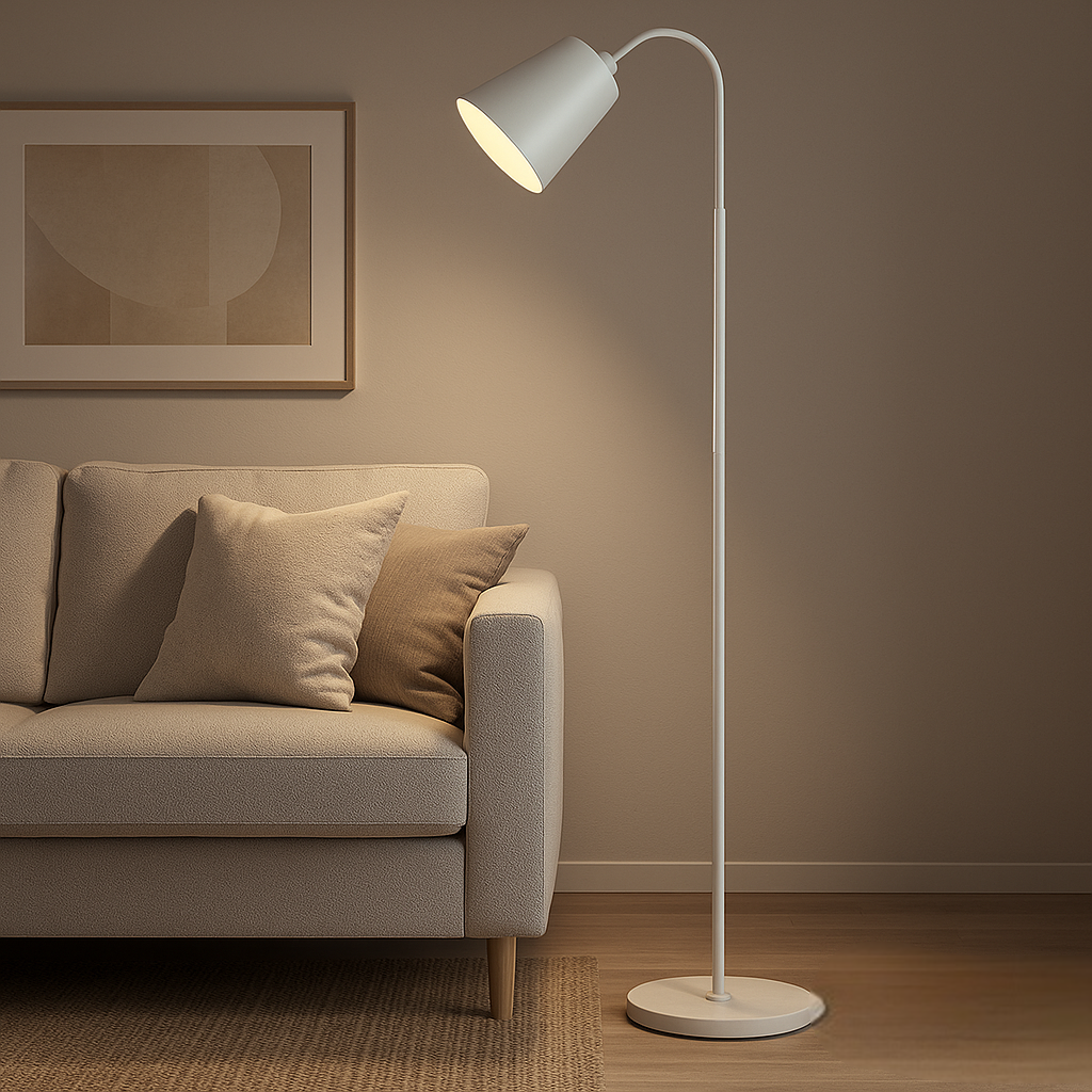 Staande Scandinavische Lamp Metaal Hout E27 Zwart Wit Leeslamp Woonkamer Sfeerlicht Modern Minimalistisch | Sansoti