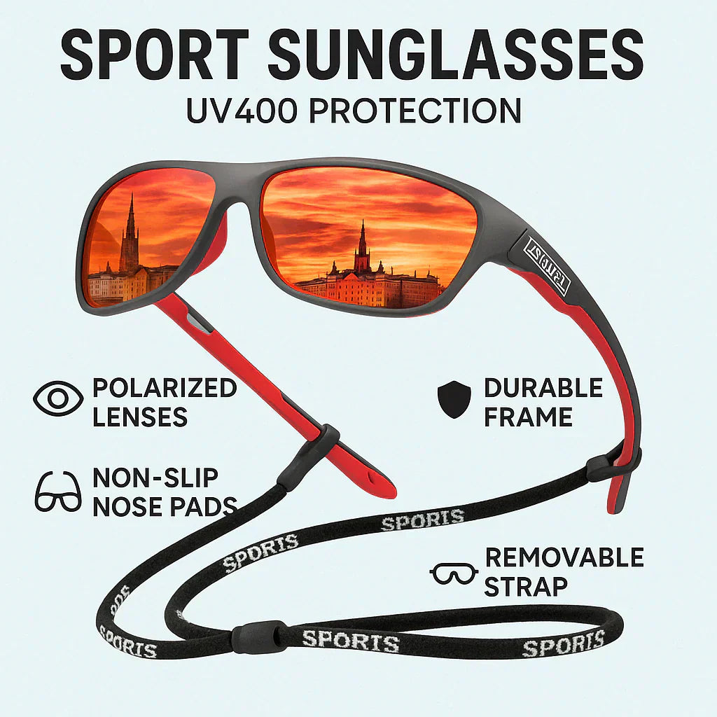 Sportieve Gepolariseerde Zonnebril – UV400 Bescherming – Wrap-Around Design voor Fietsen, Hardlopen & Outdoor Activiteiten | Lichtgewicht Anti-Reflectie Brillen | Sansoti