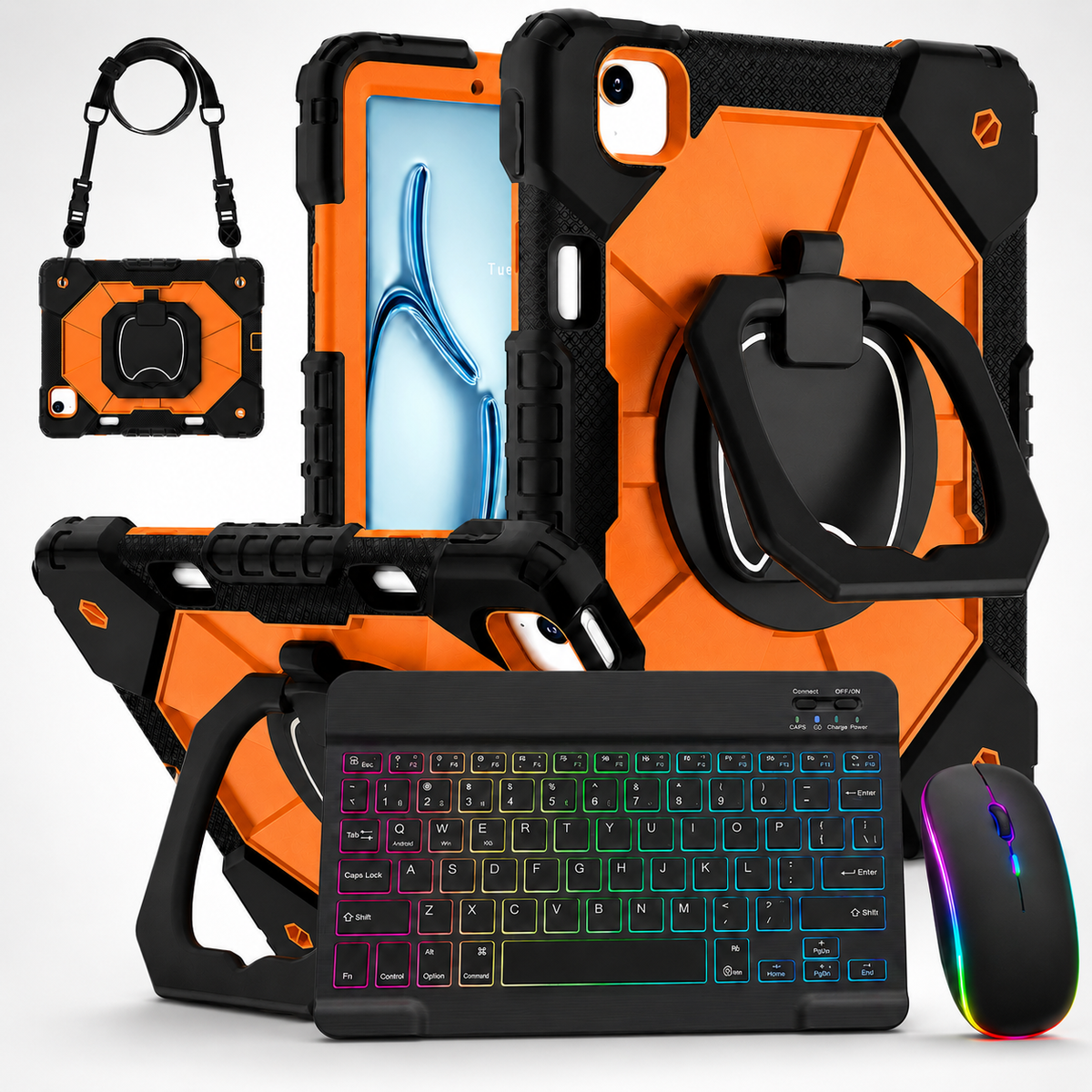 RhinoGuard ArmorPro WorkForce Elite — iPad Case + Backlit Keyboard & Wireless Mouse Bundle