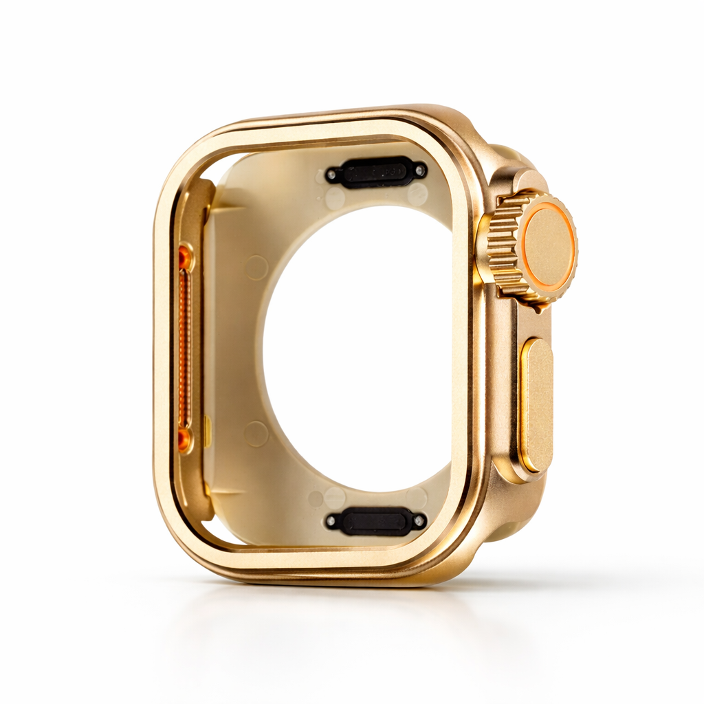 Protective Smartwatch Case 360° Full Titanium Leather Series 11 10 42mm 46mm Black Rose Gold | Sansoti