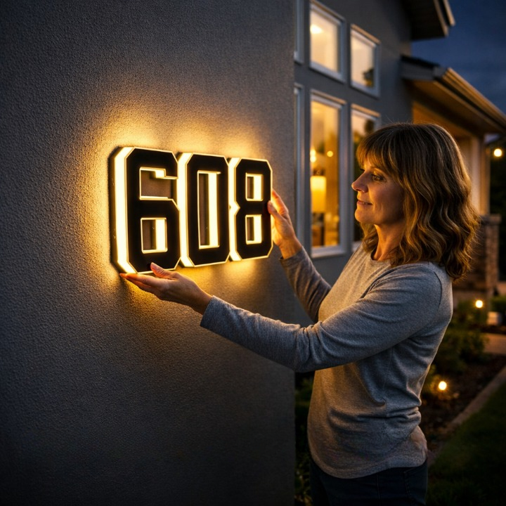 Verlicht Huisnummerbord op Zonne-energie met Automatische LED-Verlichting bij Schemering | Sansoti