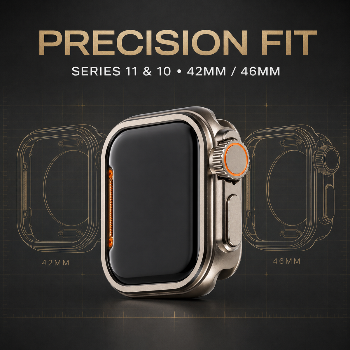 Protective Smartwatch Case 360° Full Titanium Leather Series 11 10 42mm 46mm Black Rose Gold | Sansoti