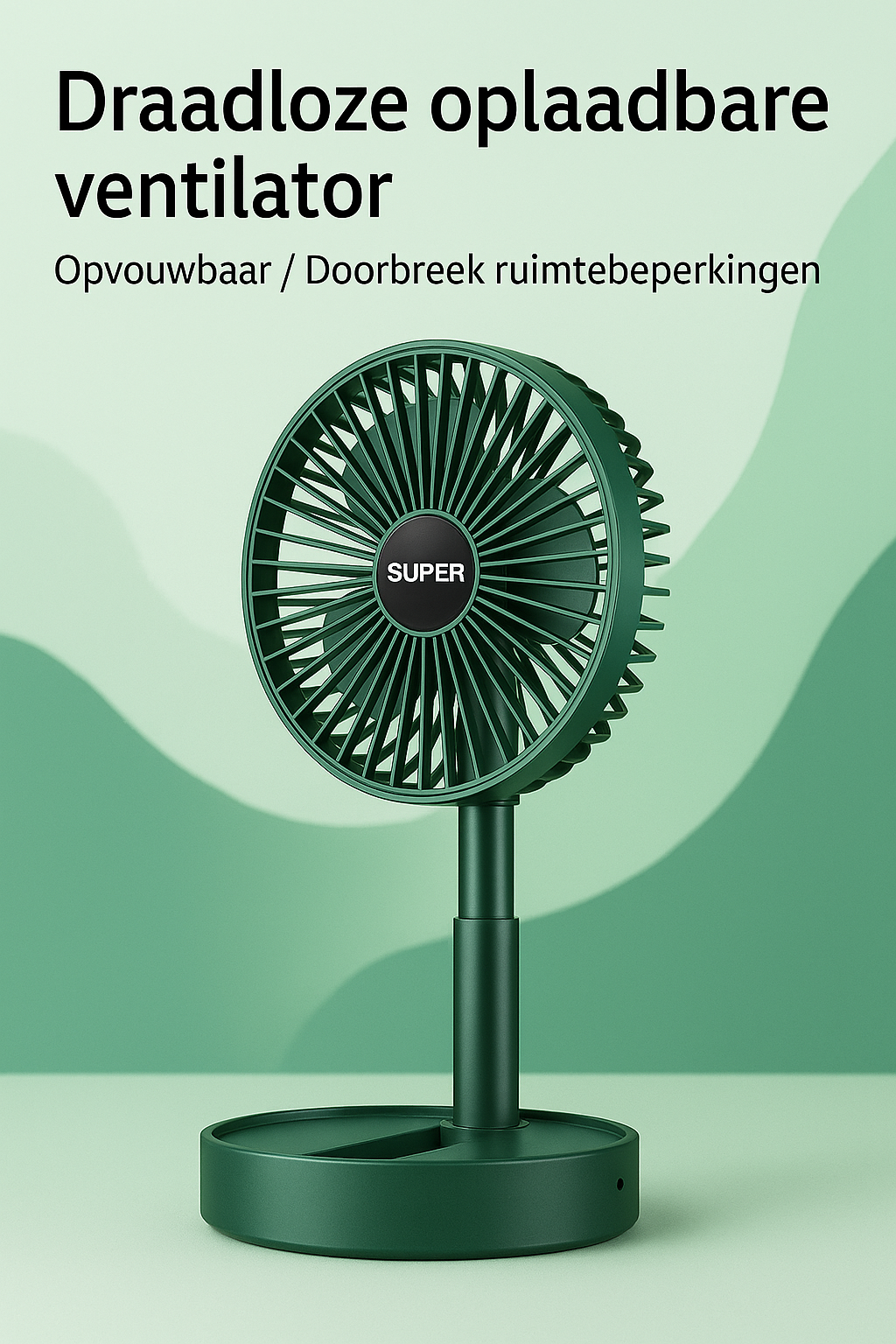 Foldable Table Fan USB Rechargeable with Five Speeds – Compact and Quiet | Sansoti