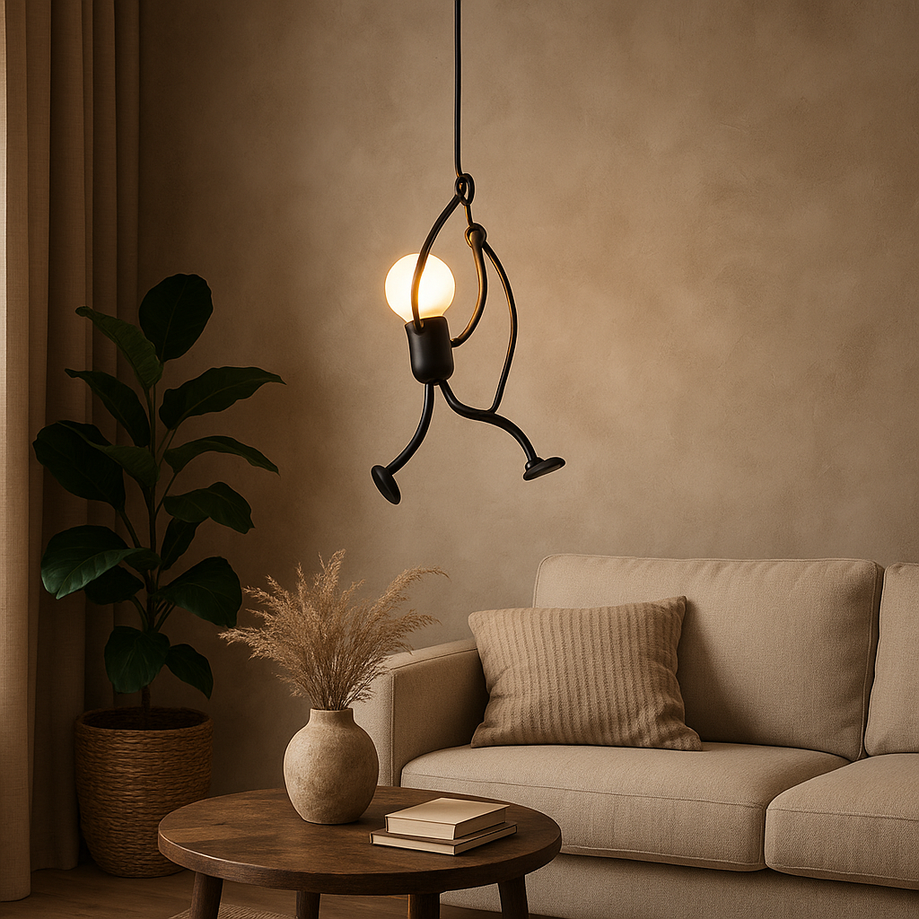 Unieke Wandlamp Klimmende Man — Industrieel Design Sculptuur — Scandinavische Wand Verlichting | Sansoti