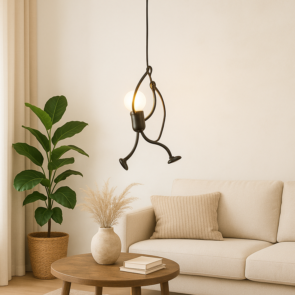 Unieke Wandlamp Klimmende Man — Industrieel Design Sculptuur — Scandinavische Wand Verlichting | Sansoti