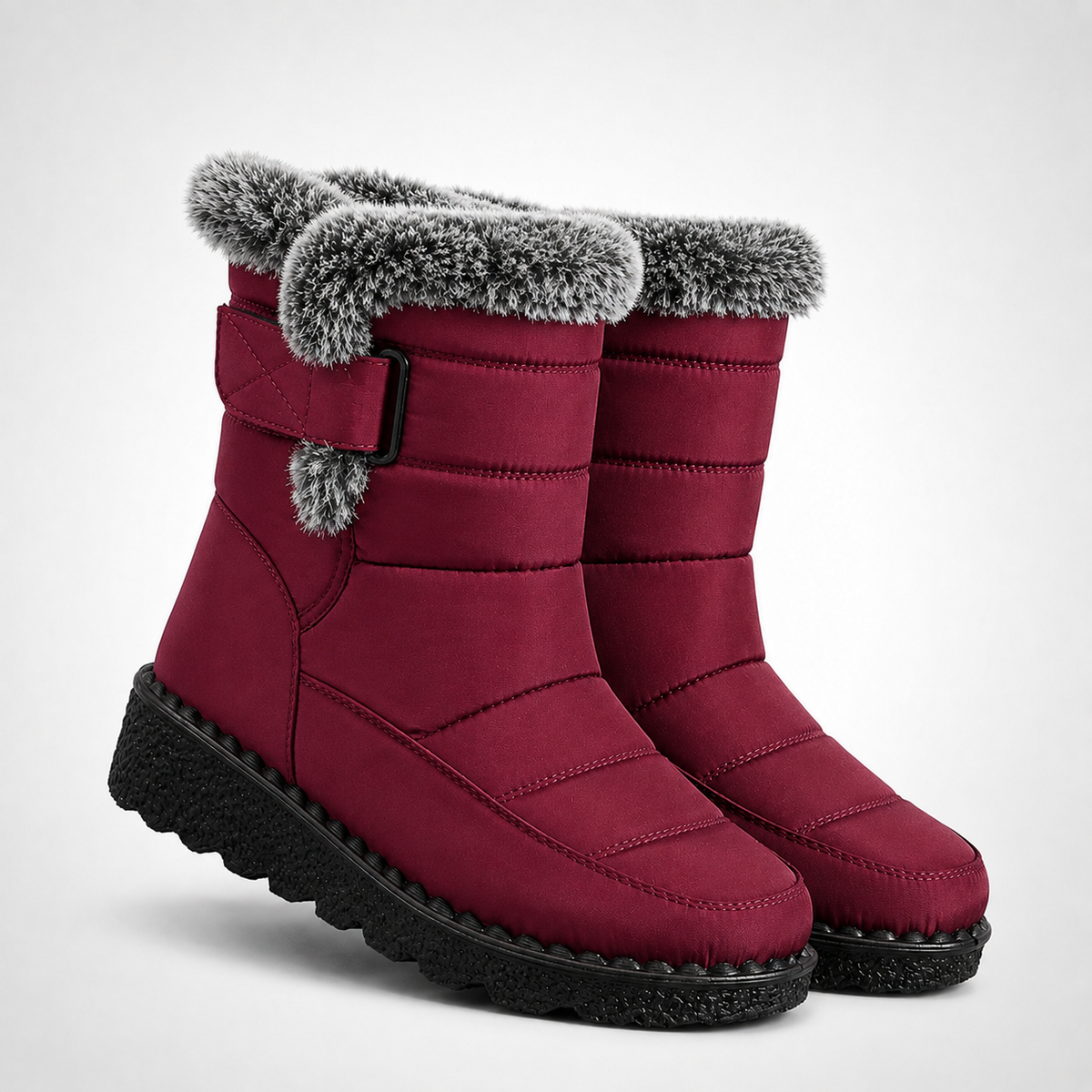 Gefütterte Winterstiefel Damen Wasserabweisend Klettverschluss Rutschfeste Schneestiefel Warm Gefüttert Komfortabel | Sansoti