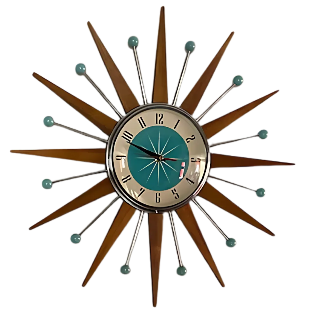 Handmade Wall Clock 40x40 cm Retro Living Room Silent Movement Radiating Design Decorative Battery-Powered Modern | Sansoti