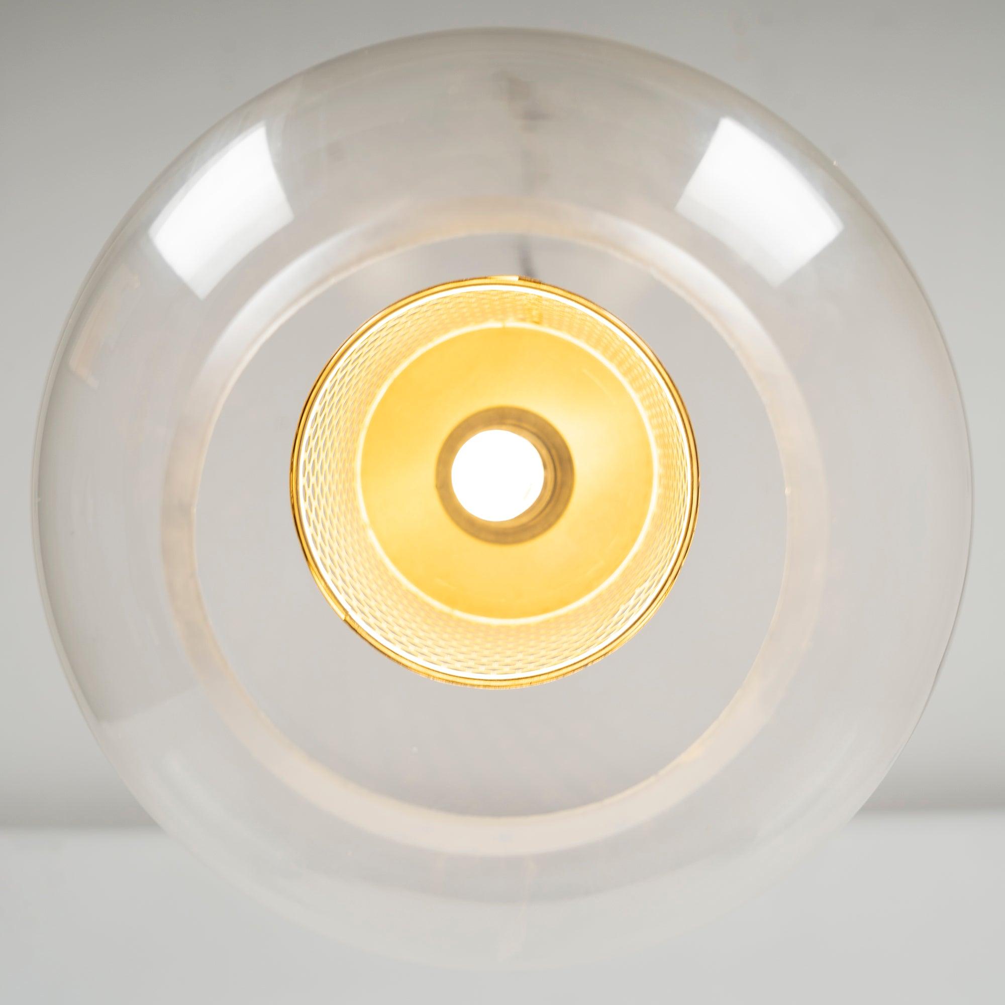 Glazen Hanglamp met Metalen Gaaskap Transparant Amber Zwart Goud 20-30cm Scandinavisch Design Eetkamer Keuken | Sansoti