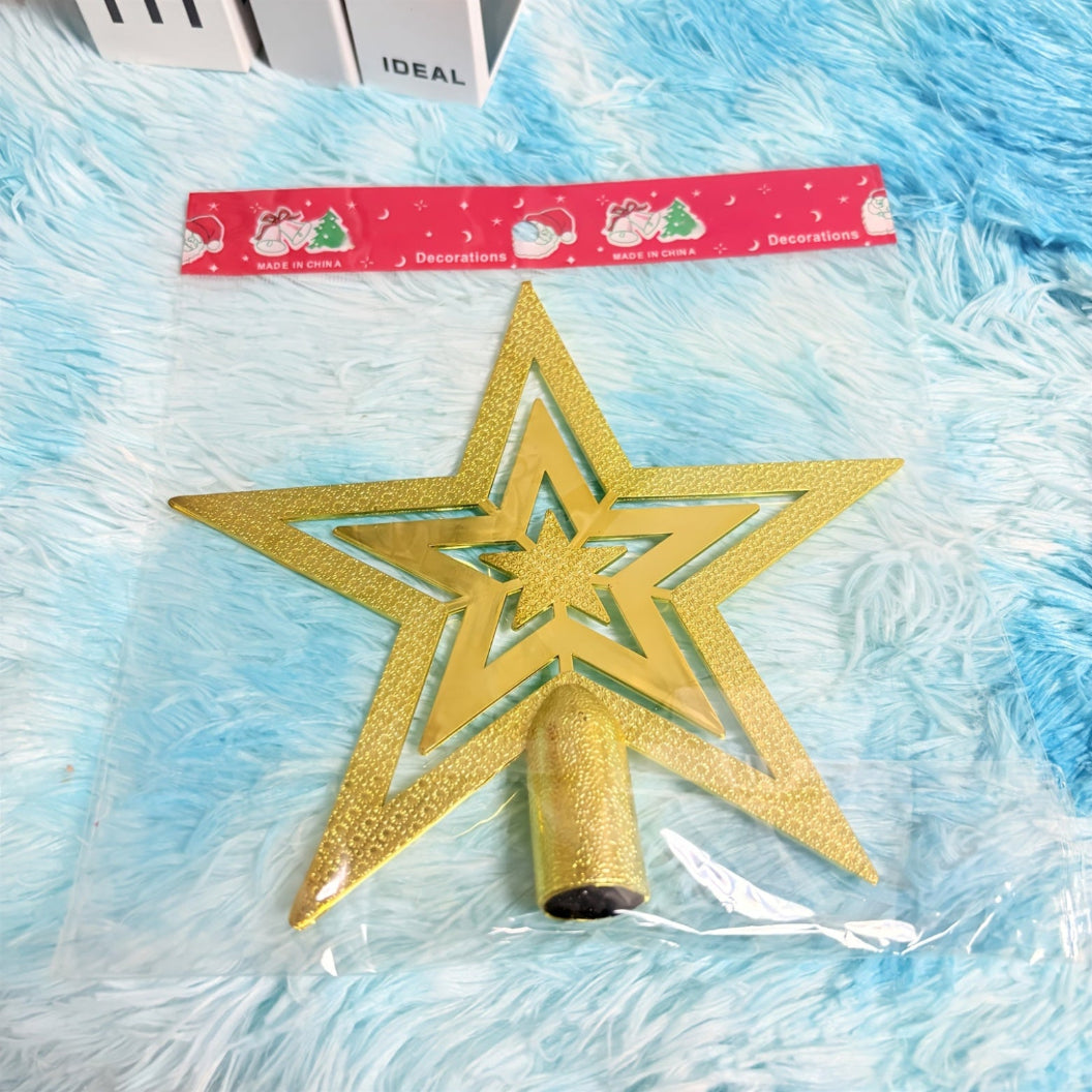 Decoratieve Kerstboomtopper Ster – Goud Zilver Rood – Vintage Glitter Piek voor Feestelijke Eindejaarsdecoratie zonder Elektriciteit | Sansoti