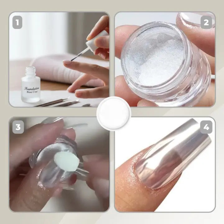 Chroompoeder voor Nagels Zilver – Spiegeleffect Nagelpoeder voor Gel en Acryl | Sansoti