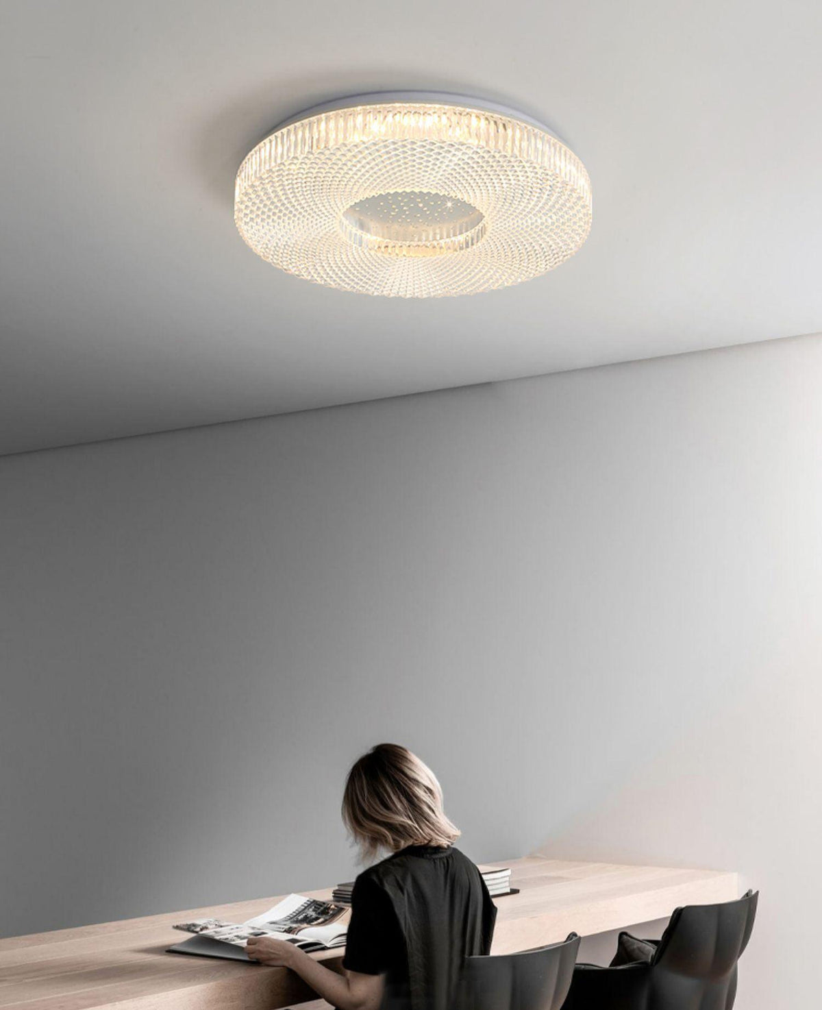 Plafonnier Acrylique LED Moderne Doré Blanc 40cm 50cm Variable Salon Chambre Hall Éclairage encastré Design | Sansoti