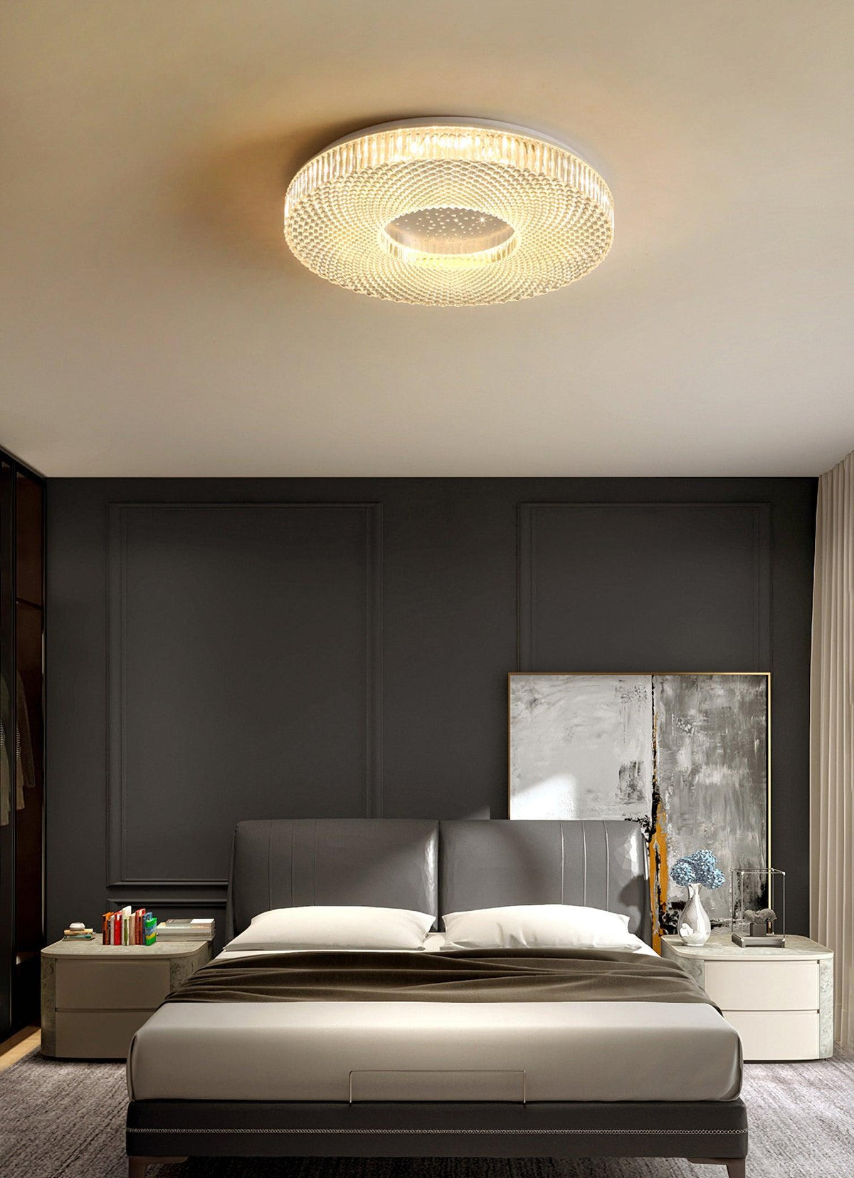 Plafonnier Acrylique LED Moderne Doré Blanc 40cm 50cm Variable Salon Chambre Hall Éclairage encastré Design | Sansoti