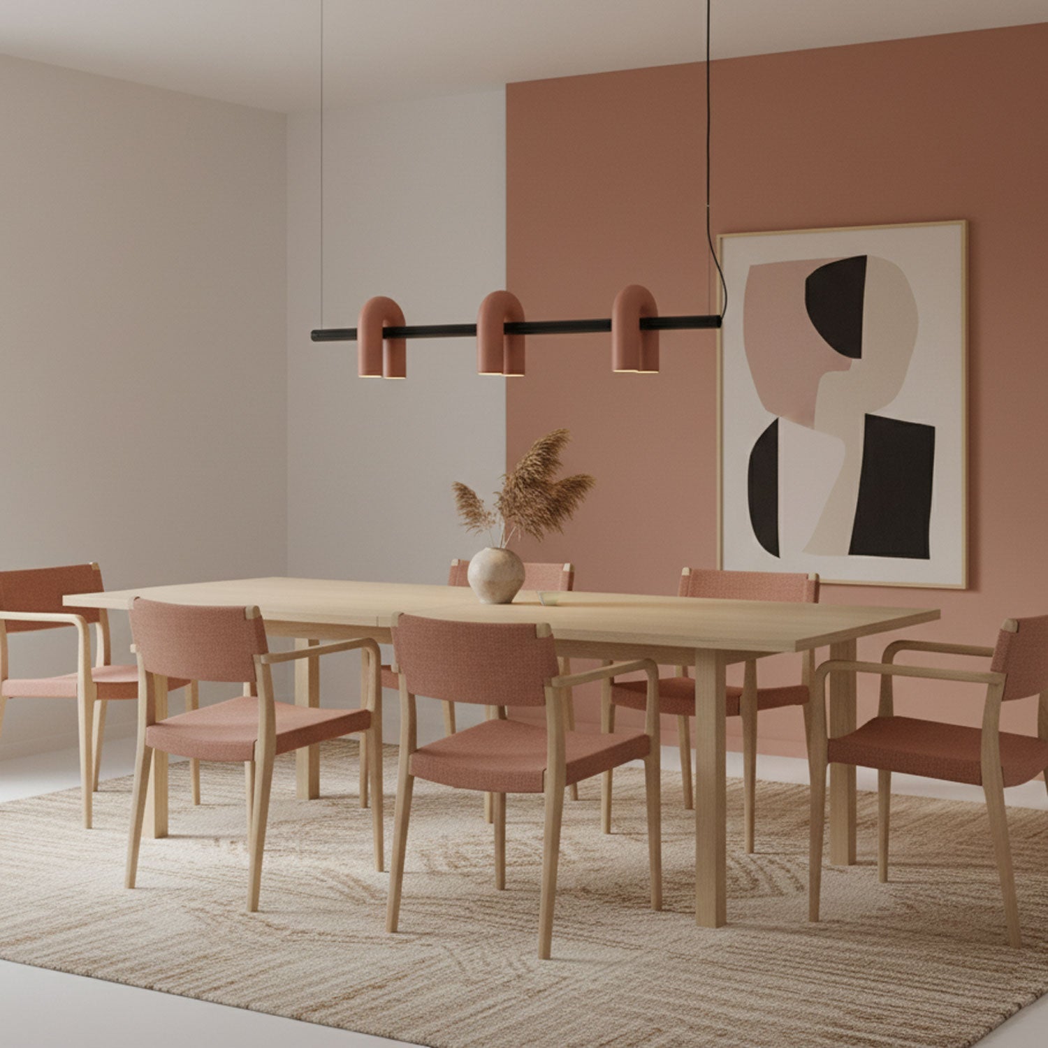 Modulaire Kroonluchter met U-Vormige Armen – Verstelbaar Design – Zwart, Grijs, Oranje of Blauw – 3, 4, 6 of 8 Lichtpunten – Modern Statement | Sansoti