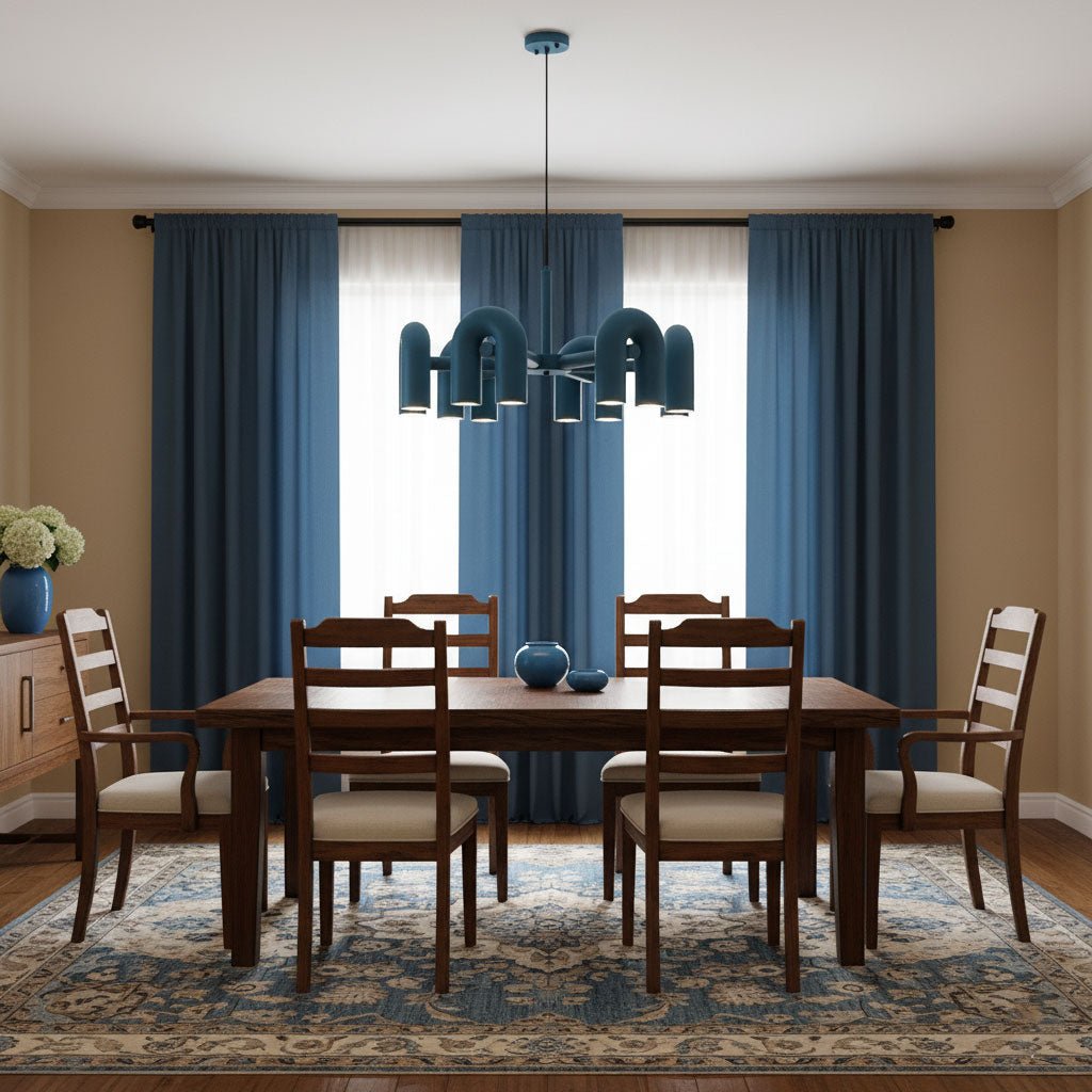 Modulaire Kroonluchter met U-Vormige Armen – Verstelbaar Design – Zwart, Grijs, Oranje of Blauw – 3, 4, 6 of 8 Lichtpunten – Modern Statement | Sansoti