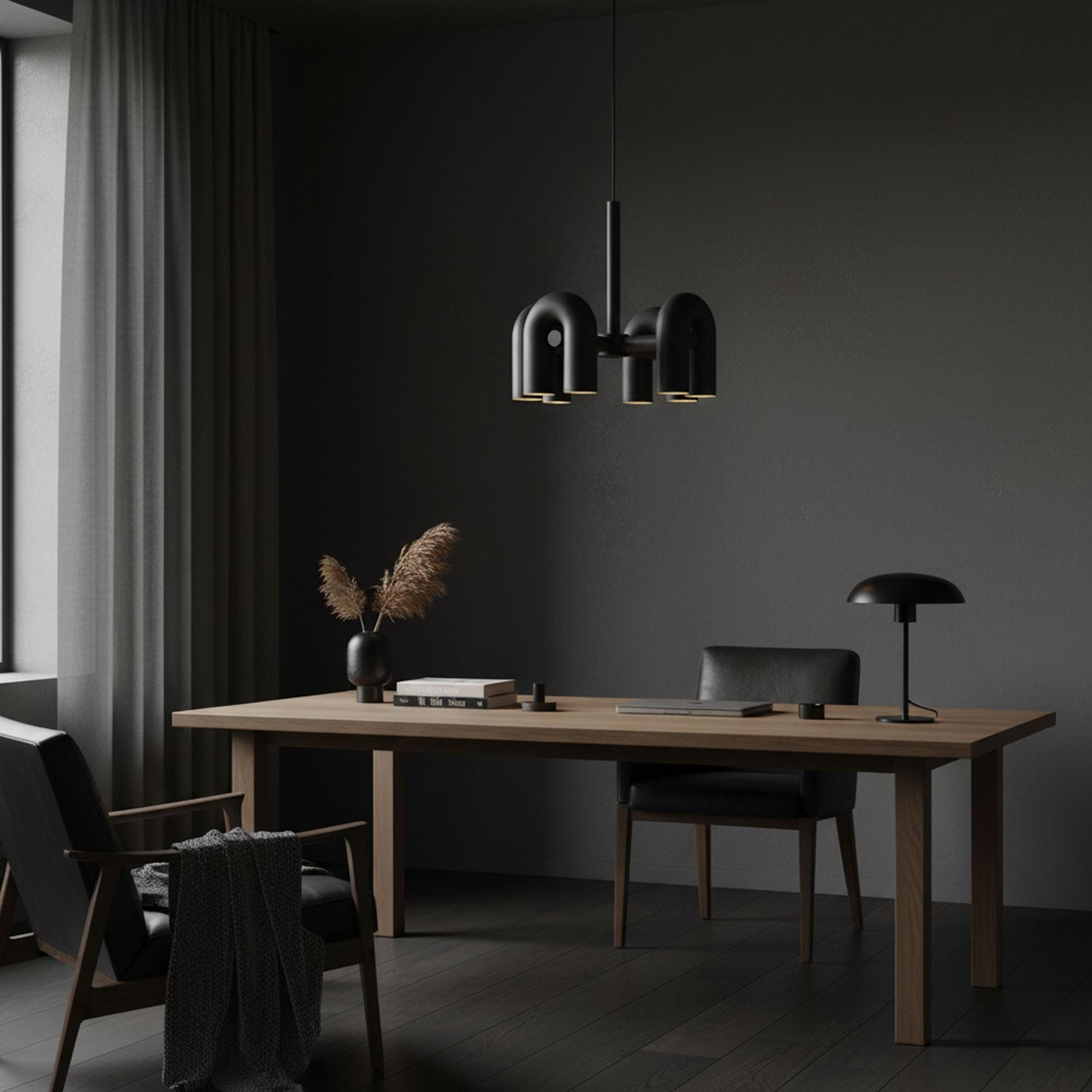 Modulaire Kroonluchter met U-Vormige Armen – Verstelbaar Design – Zwart, Grijs, Oranje of Blauw – 3, 4, 6 of 8 Lichtpunten – Modern Statement | Sansoti