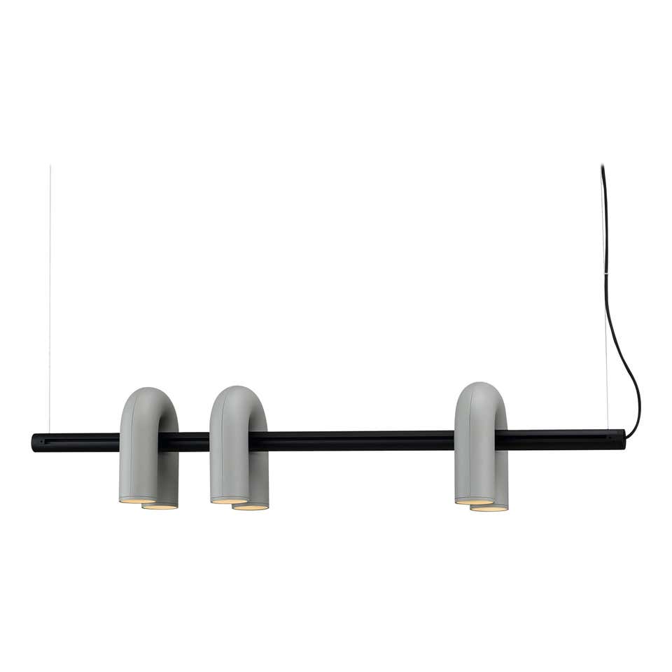 Modulaire Kroonluchter met U-Vormige Armen – Verstelbaar Design – Zwart, Grijs, Oranje of Blauw – 3, 4, 6 of 8 Lichtpunten – Modern Statement | Sansoti