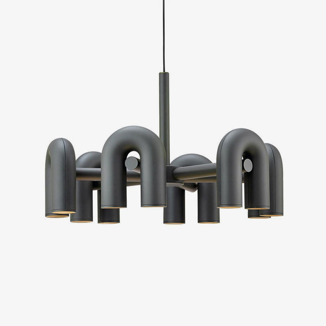 Modulaire Kroonluchter met U-Vormige Armen – Verstelbaar Design – Zwart, Grijs, Oranje of Blauw – 3, 4, 6 of 8 Lichtpunten – Modern Statement | Sansoti