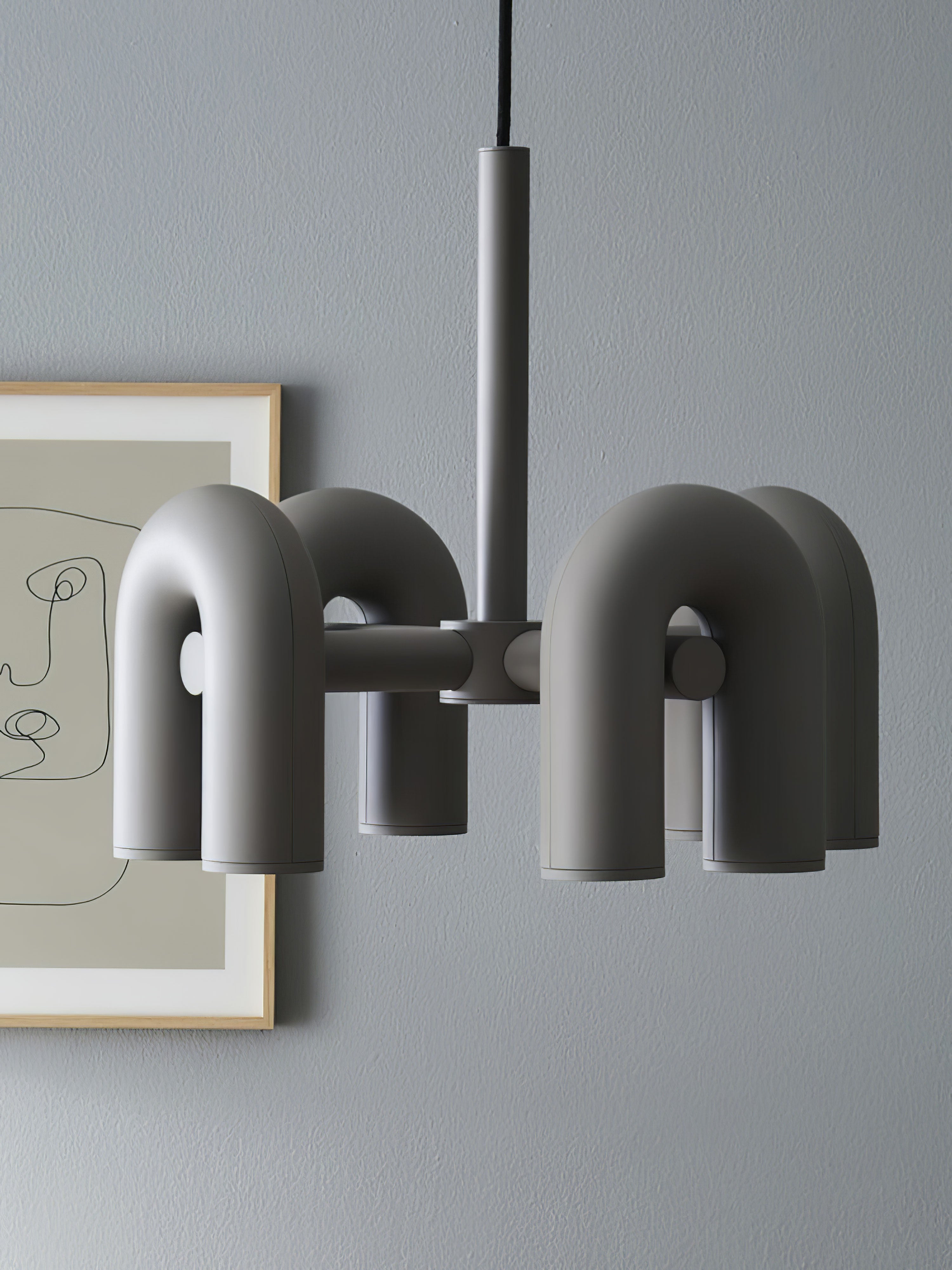 Modulaire Kroonluchter met U-Vormige Armen – Verstelbaar Design – Zwart, Grijs, Oranje of Blauw – 3, 4, 6 of 8 Lichtpunten – Modern Statement | Sansoti