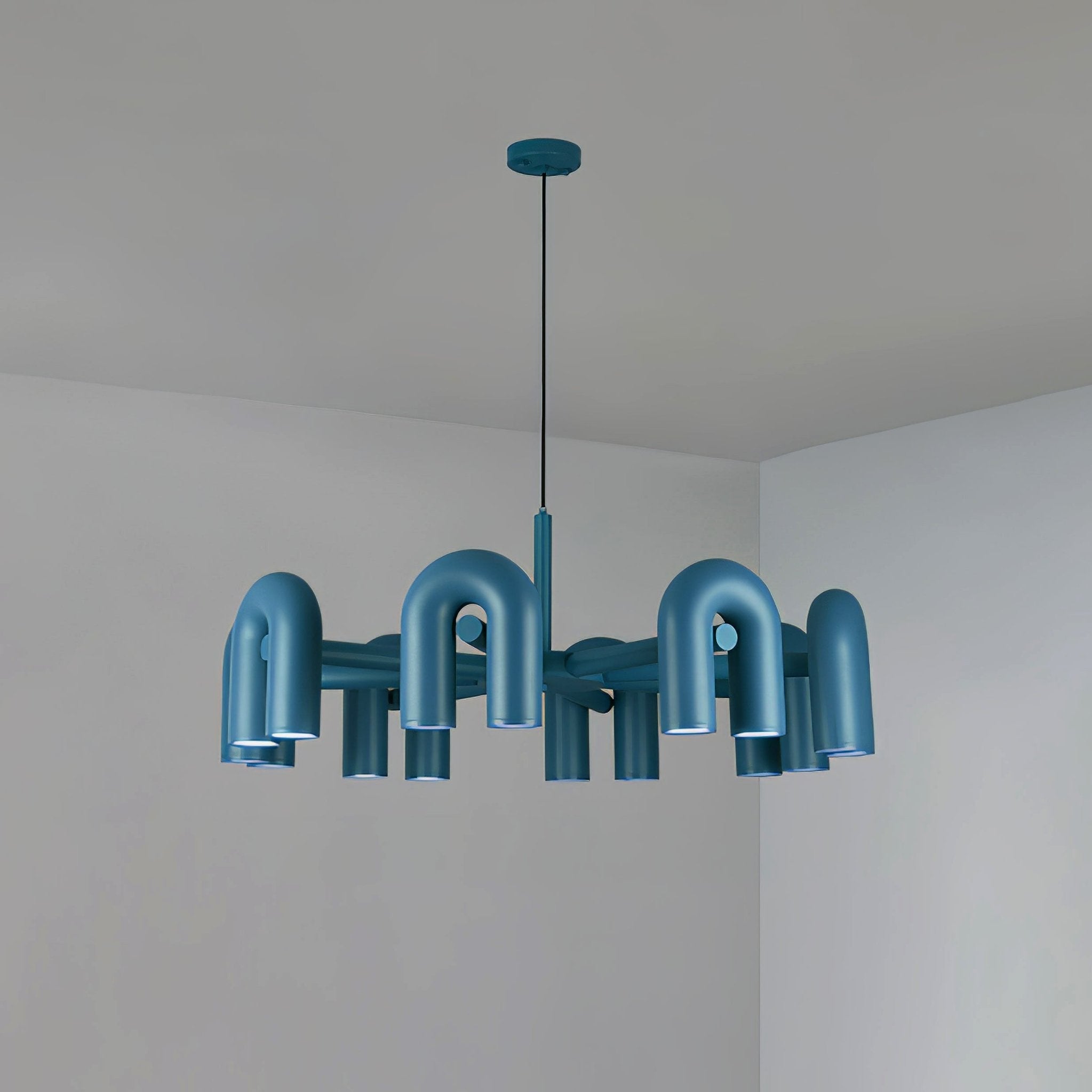 Modulaire Kroonluchter met U-Vormige Armen – Verstelbaar Design – Zwart, Grijs, Oranje of Blauw – 3, 4, 6 of 8 Lichtpunten – Modern Statement | Sansoti