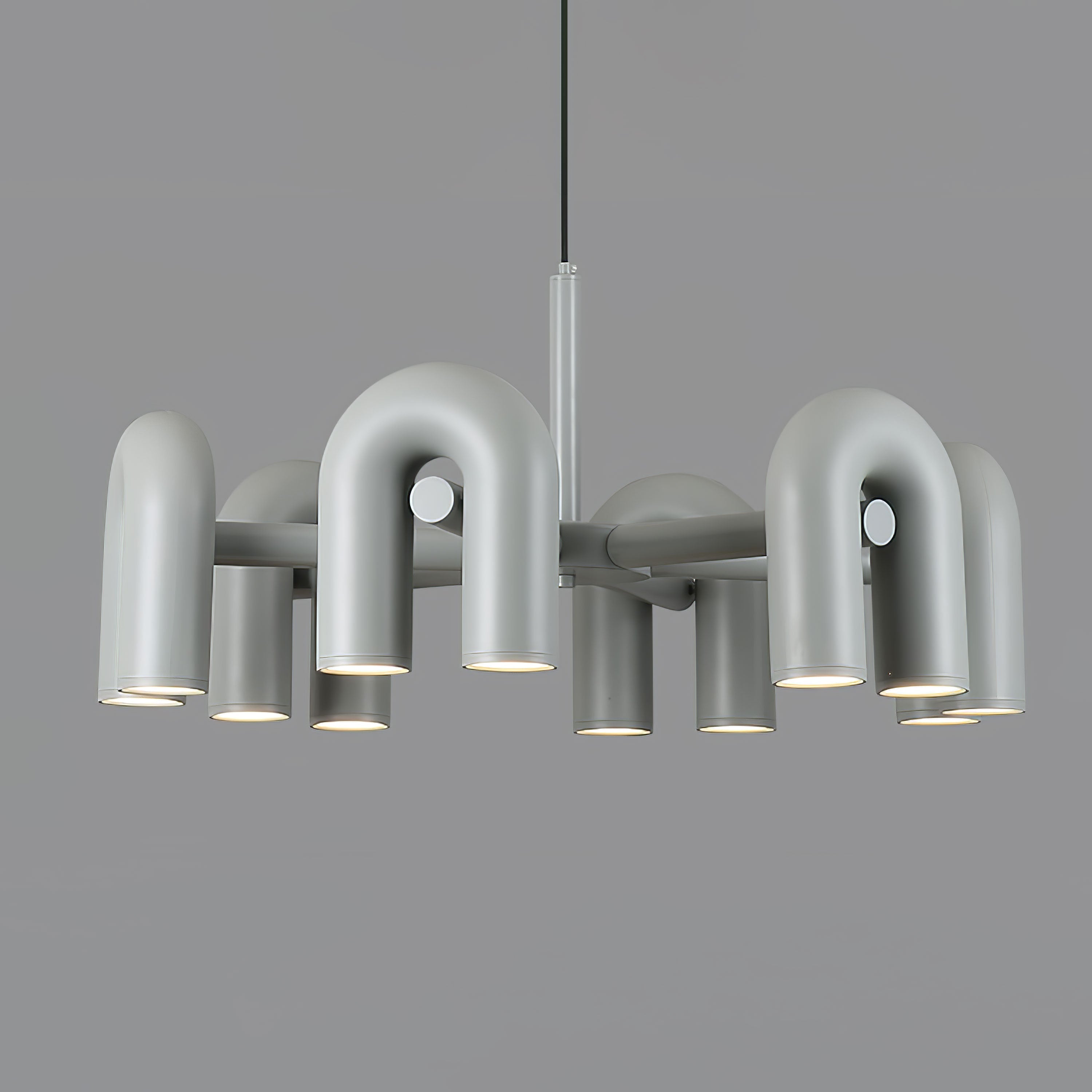 Modulaire Kroonluchter met U-Vormige Armen – Verstelbaar Design – Zwart, Grijs, Oranje of Blauw – 3, 4, 6 of 8 Lichtpunten – Modern Statement | Sansoti