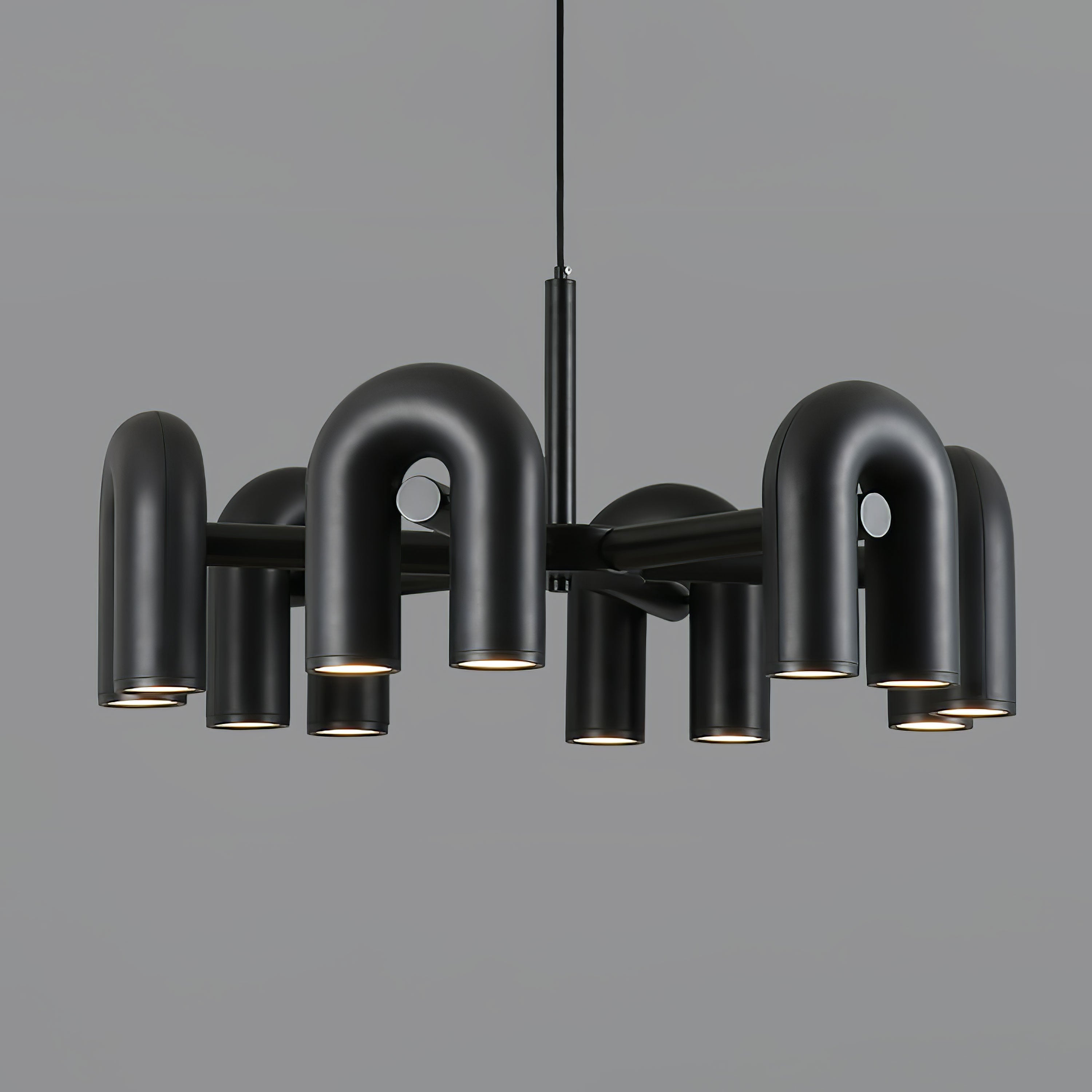 Modulaire Kroonluchter met U-Vormige Armen – Verstelbaar Design – Zwart, Grijs, Oranje of Blauw – 3, 4, 6 of 8 Lichtpunten – Modern Statement | Sansoti